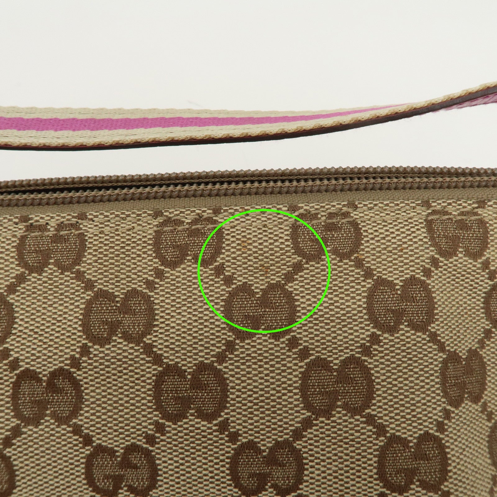 GUCCI Boat Bag Sherry GG Canvas Leather Hand Bag Pouch Brown 141809