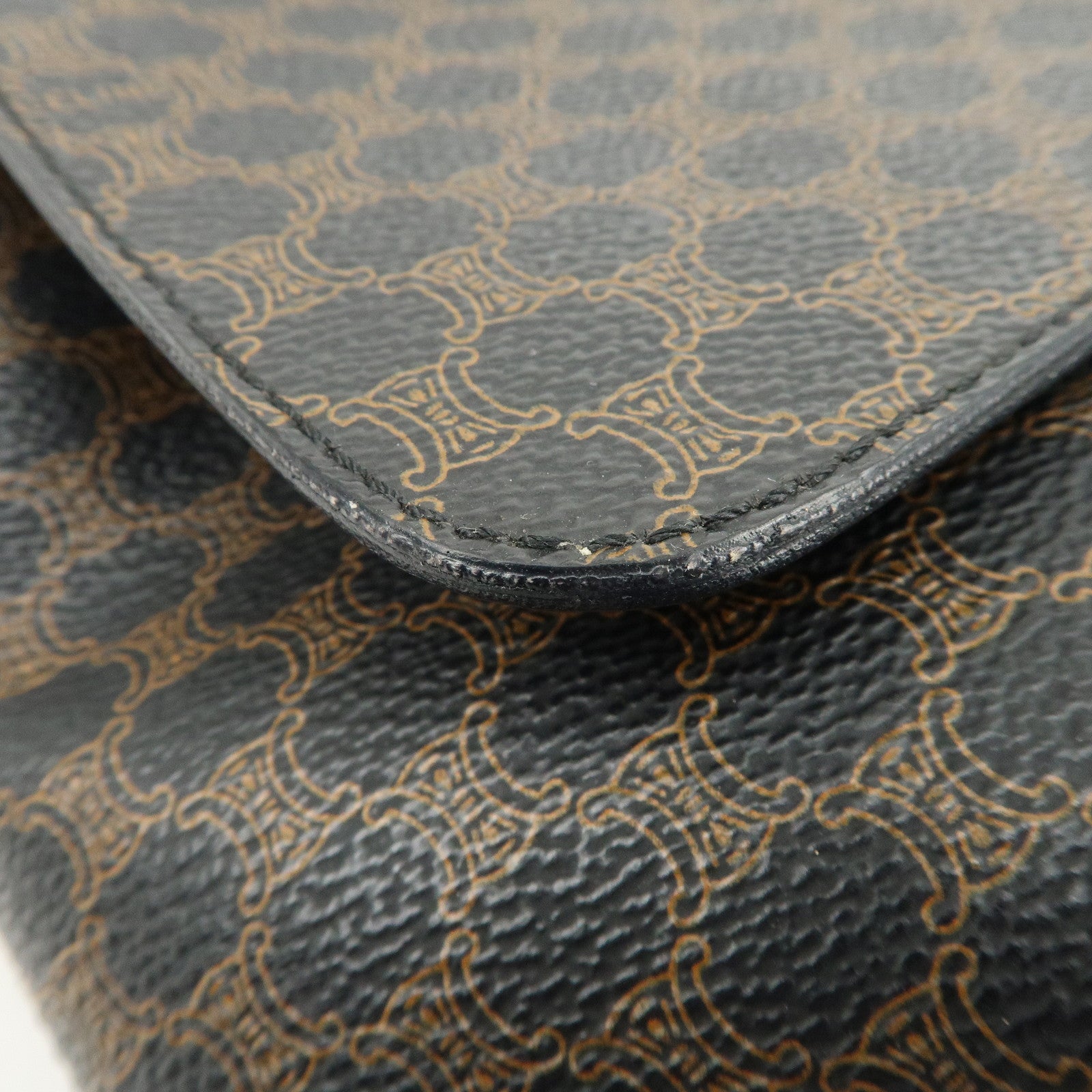 CELINE Macadam PVC Leather Shoulder Bag Hand Bag Black Brown