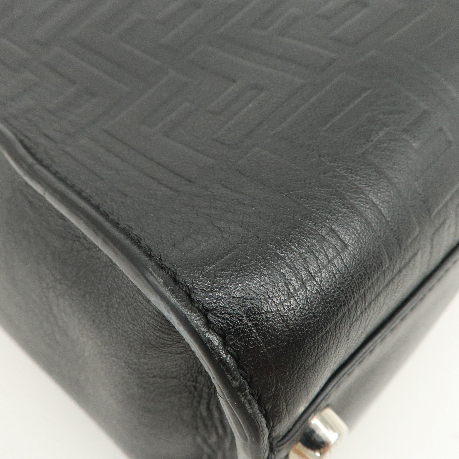 FENDI Peekaboo X-lite Fit Leather 2Way Bag Hand Bag Black Used