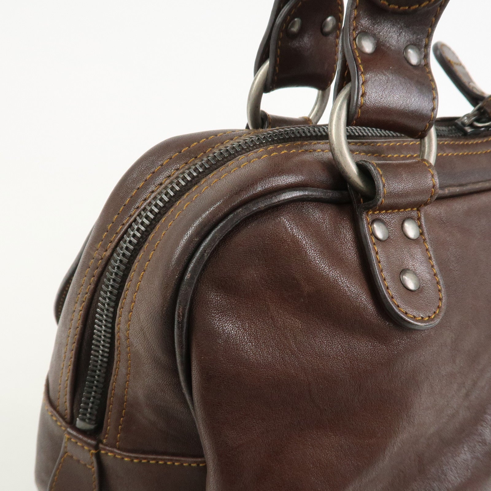 Christian Dior Gaucho Leather Shoulder Bag Hand Bag Brown