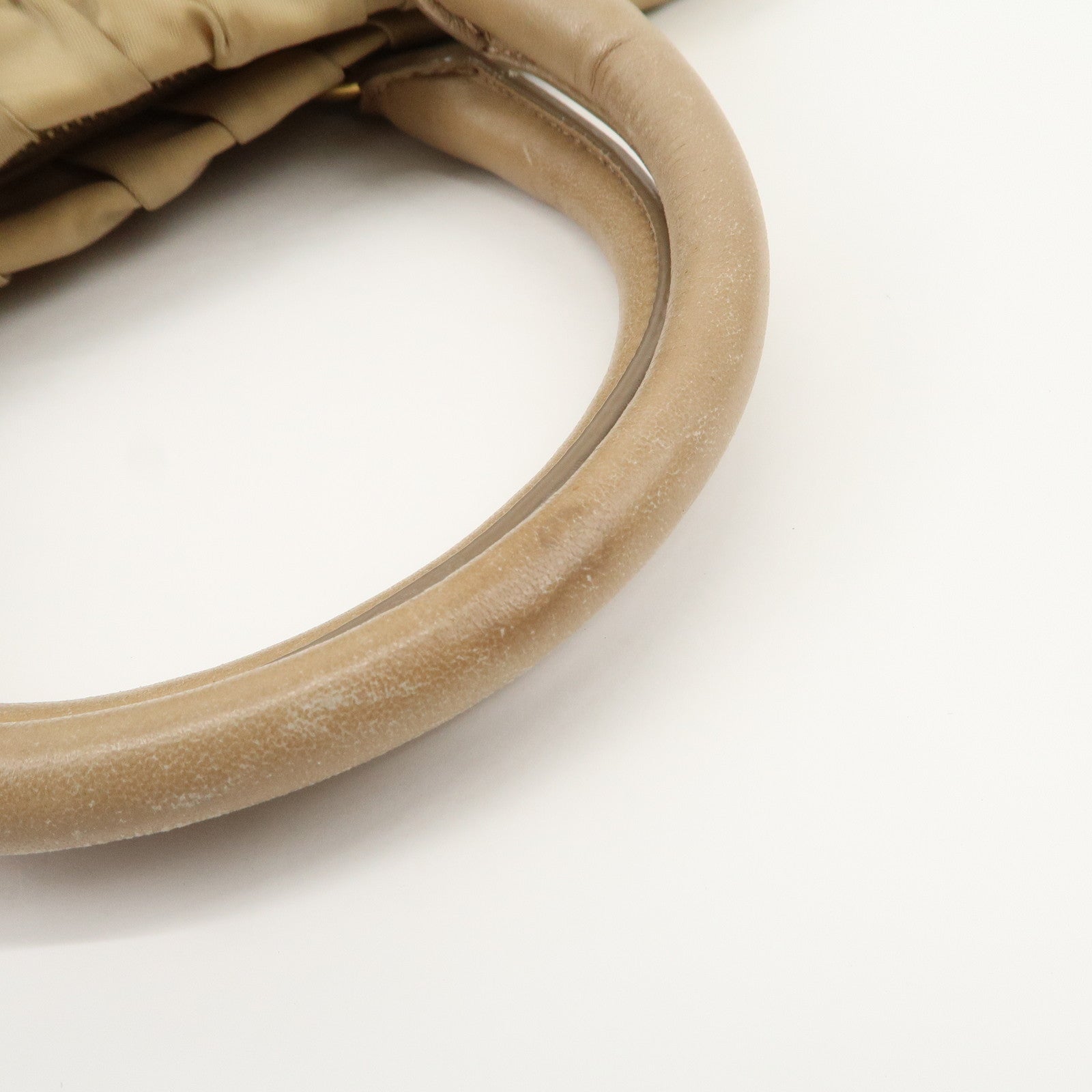 PRADA Logo Nylon Leather 2Way Shoulder Bag Hand Bag Beige BN1407