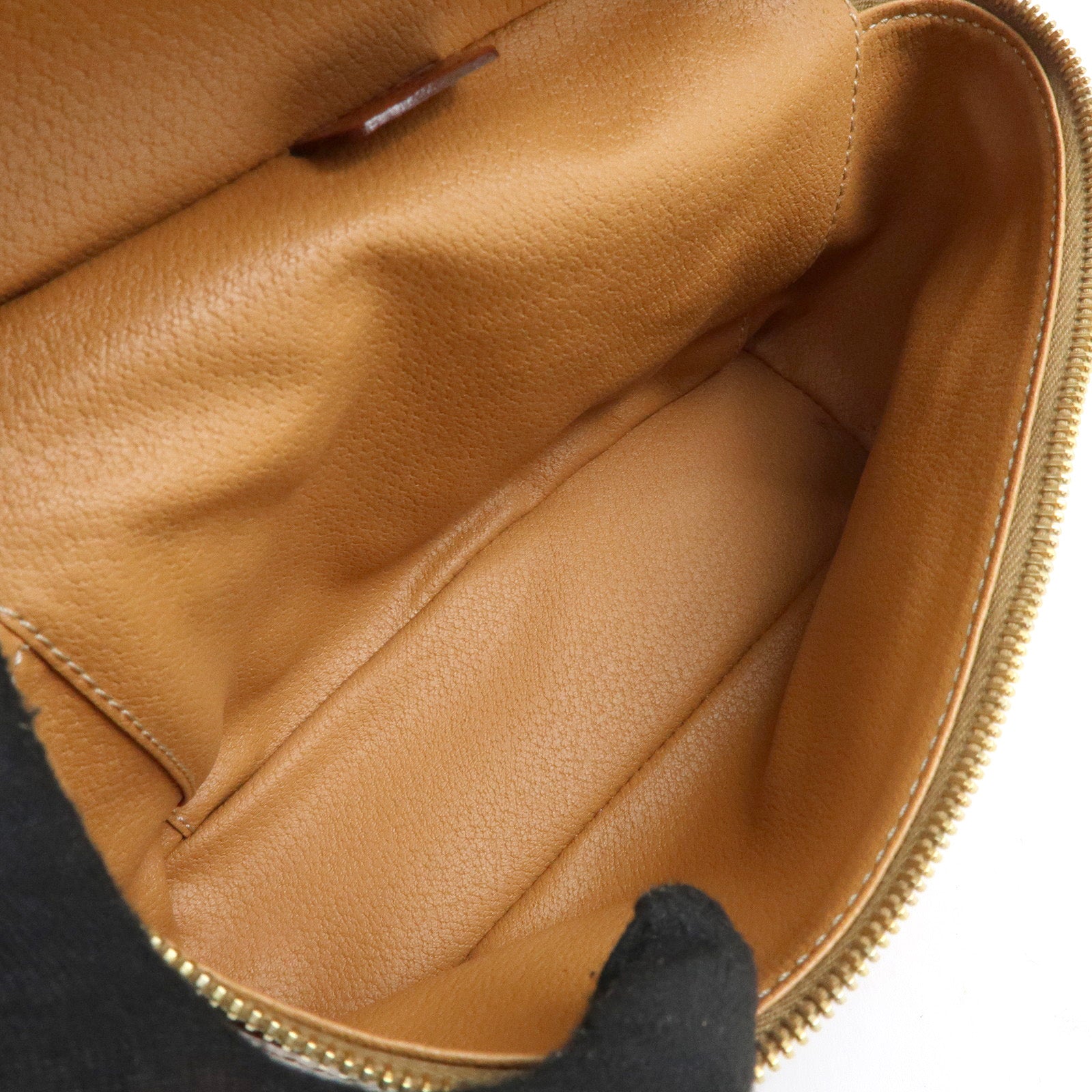 CELINE Macadam PVC Leather Hand Bag Vanity Bag Pouch Brown