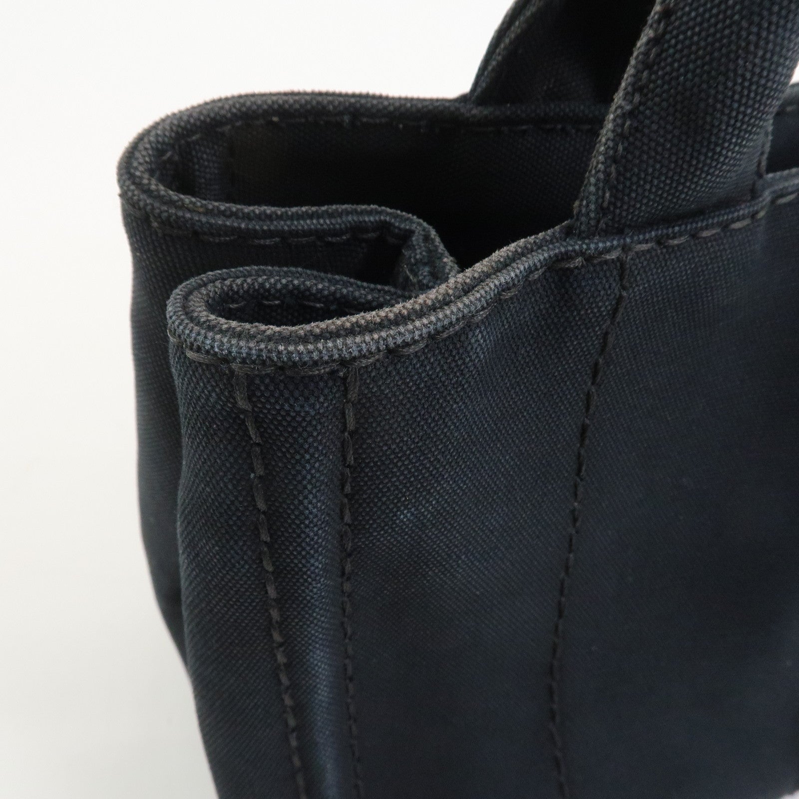 PRADA Canapa Mini Triangle Logo Canvas 2Way Hand Bag Black 1BG439