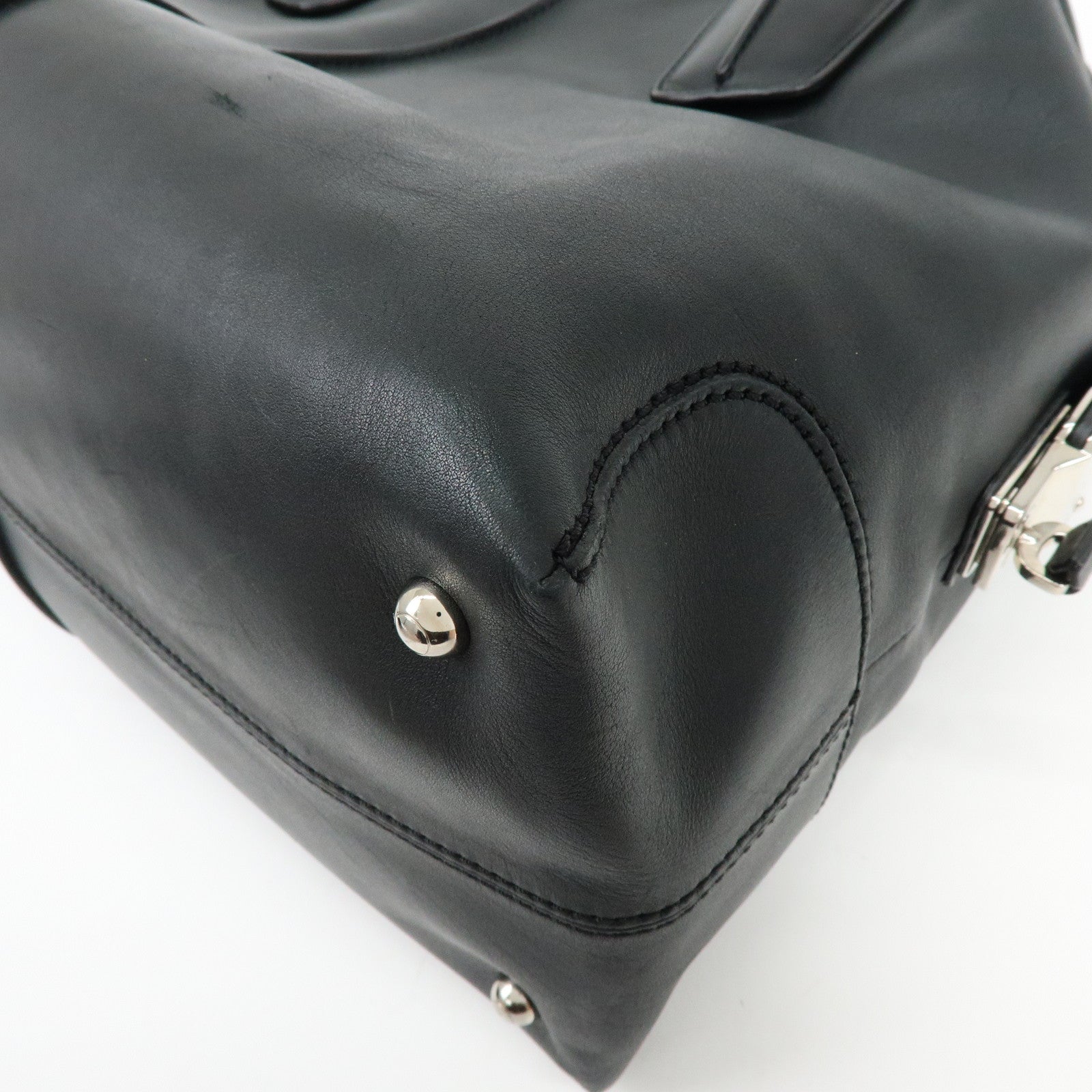 TOD'S D-Styling Leather 2Way Bag Bauletto Bag Shoulder Bag Black