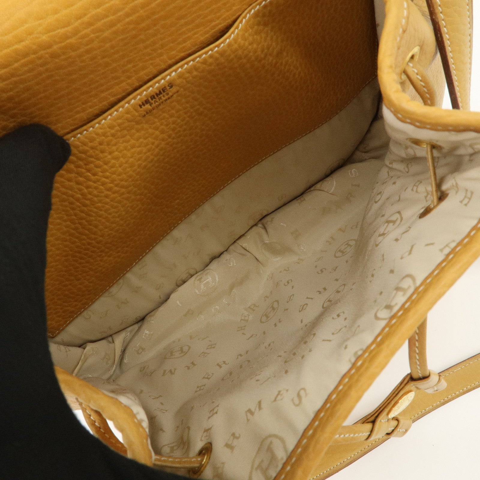 HERMES Fjord Leather Shoulder Bag OI Stamped Light Brown