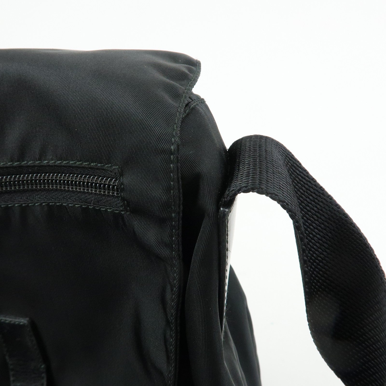 PRADA Triangle Logo Nylon Leather Shoulder Bag Crossbody Bag Black
