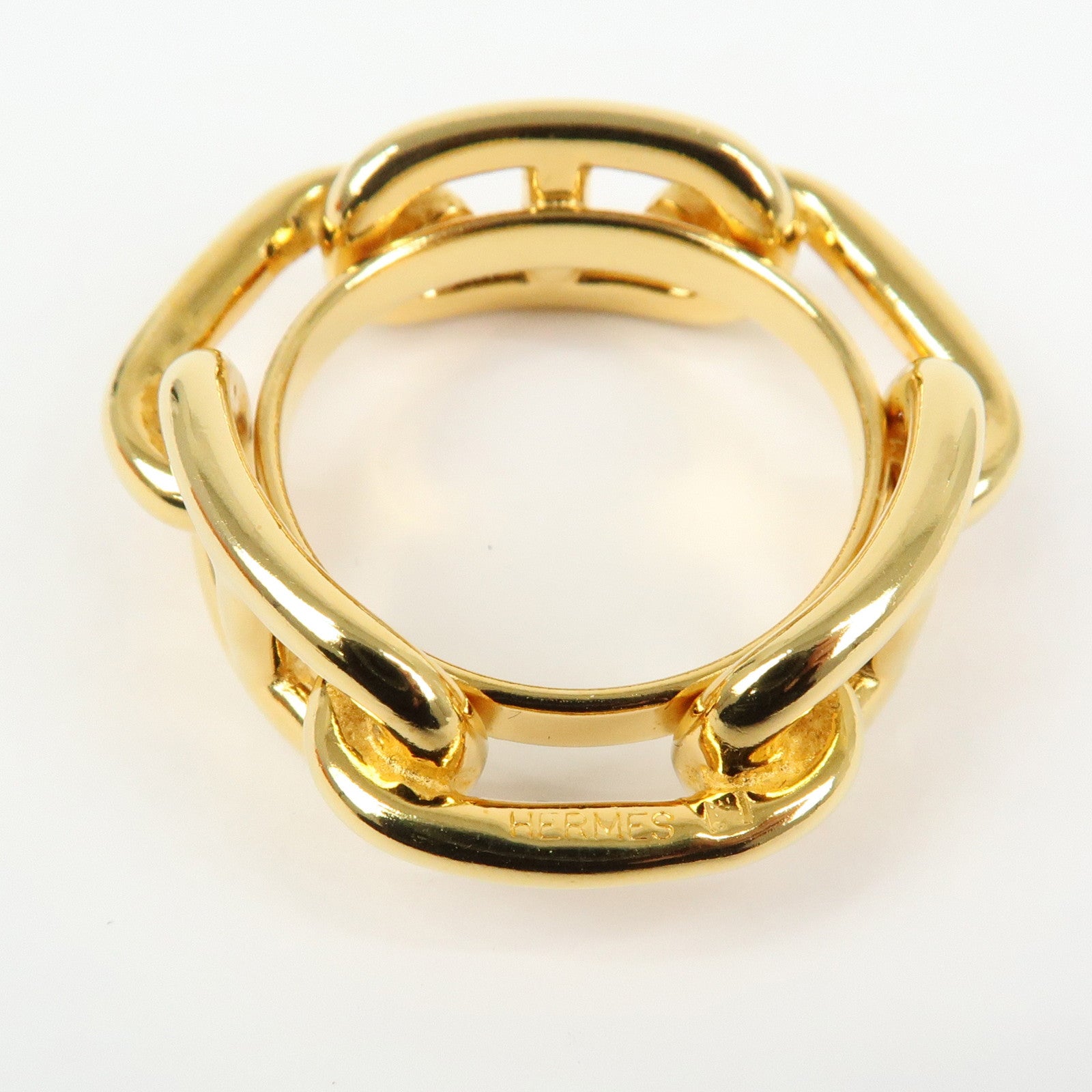 HERMES Sellier Set of 2 Metal Sellier Pin Brooch Legato Scarf Ring