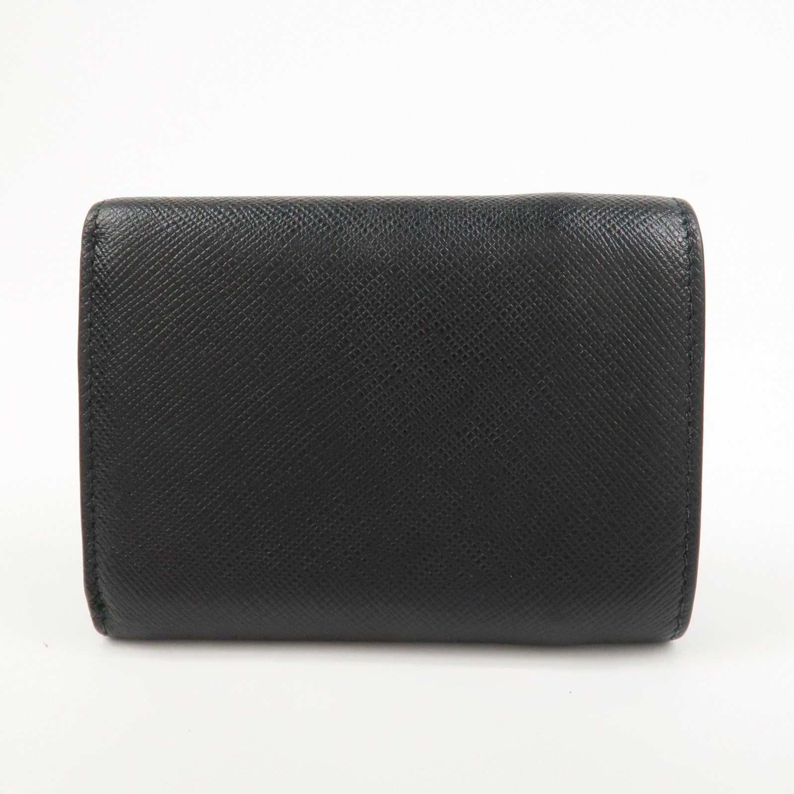 PRADA Logo Saffiano Metal Tri-fold Small Wallet Black 1MH021