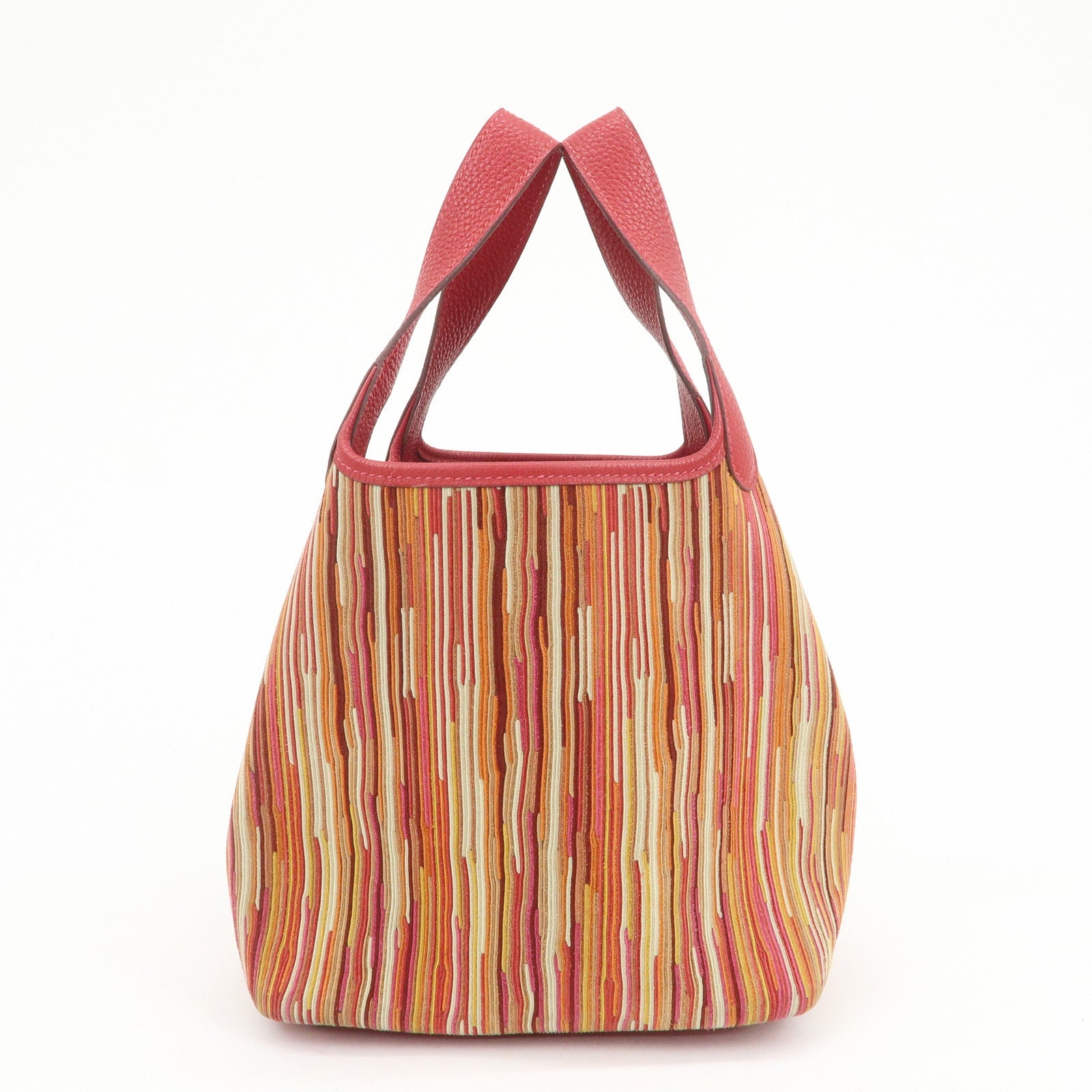 HERMES Deauville Vibrato Picotin Lock PM O Stamped Hand Bag Red