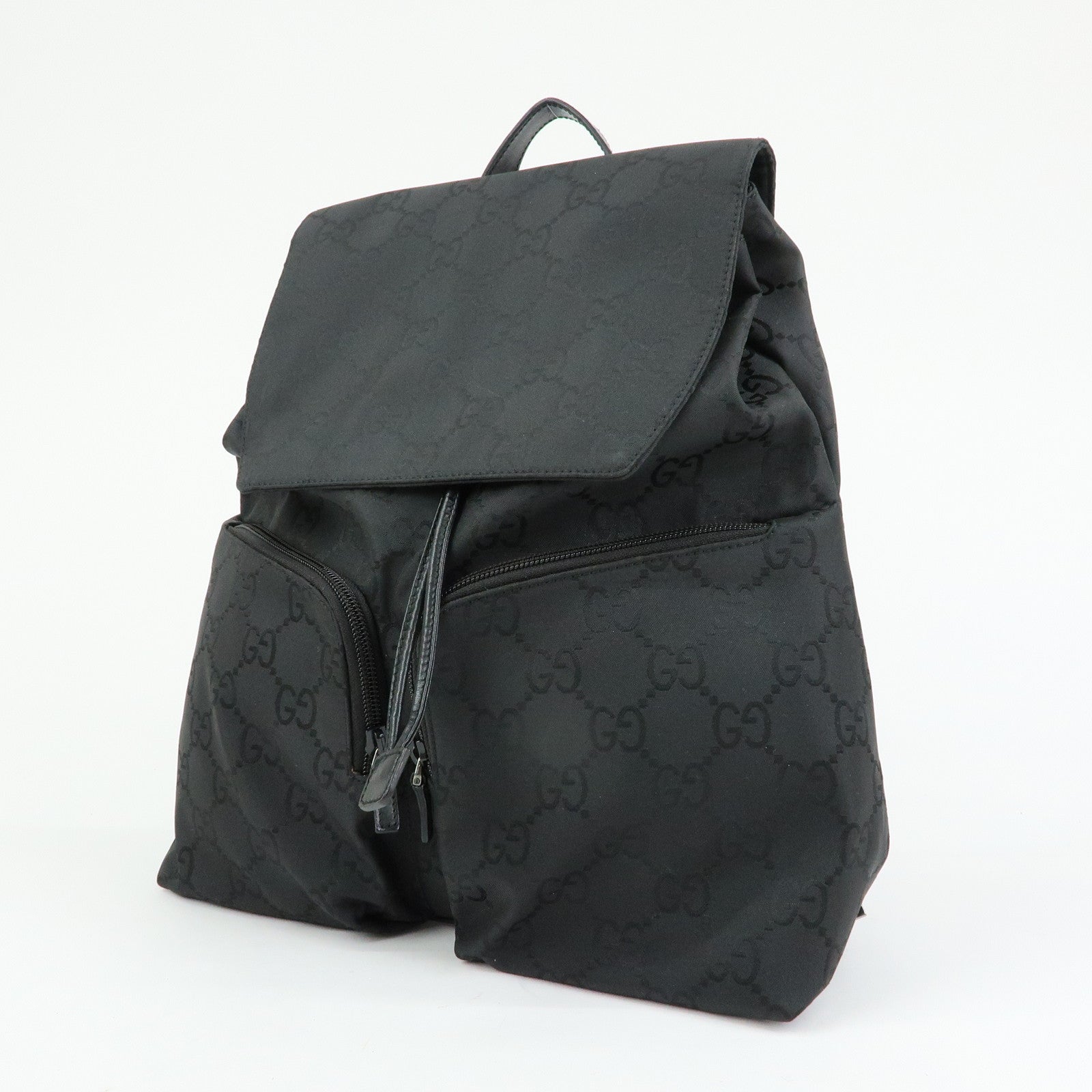 GUCCI GG Nylon Leather Backpack Rucksack Black 003・0238