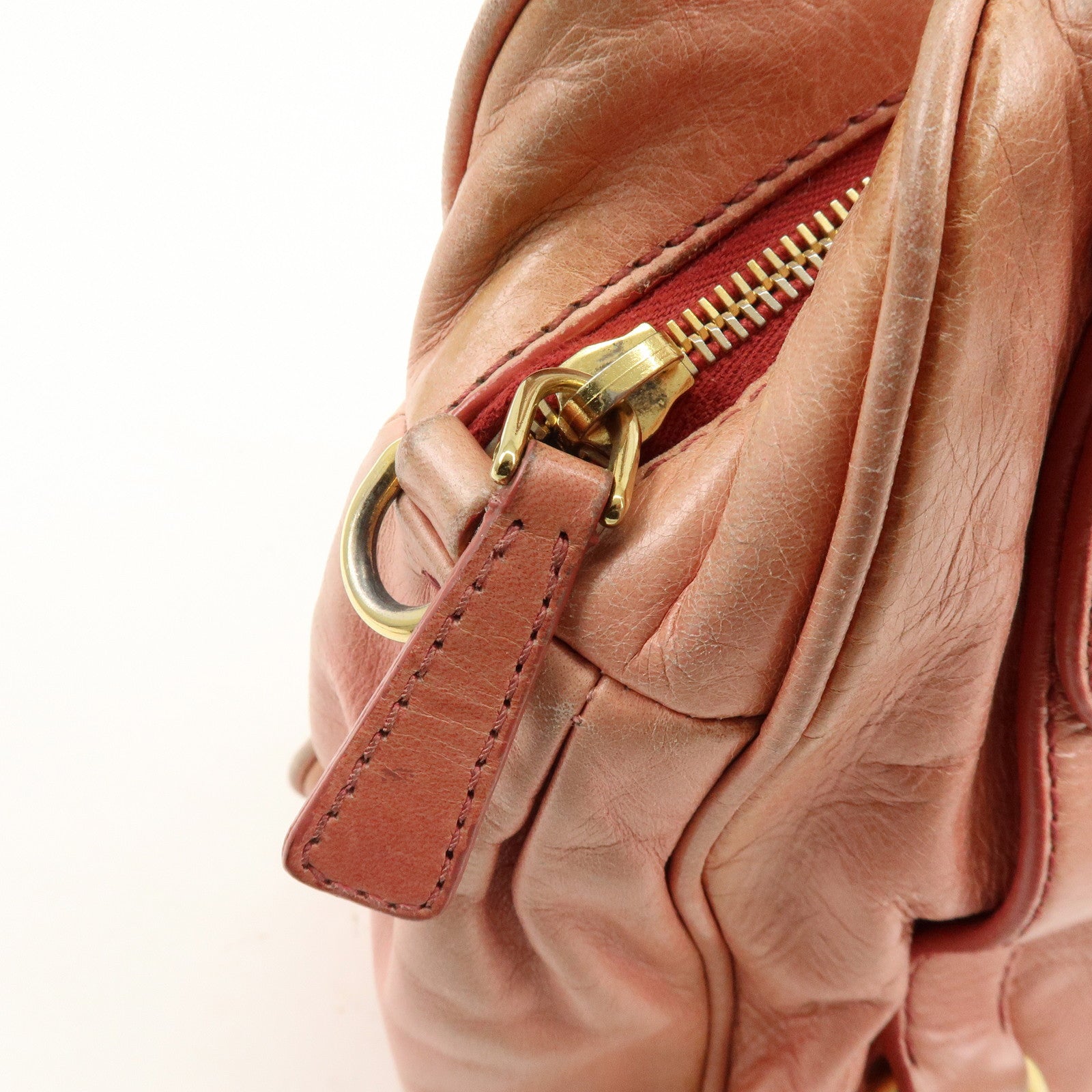 MIU MIU Leather 2Way Bag Hand Bag Shoulder Bag Pink