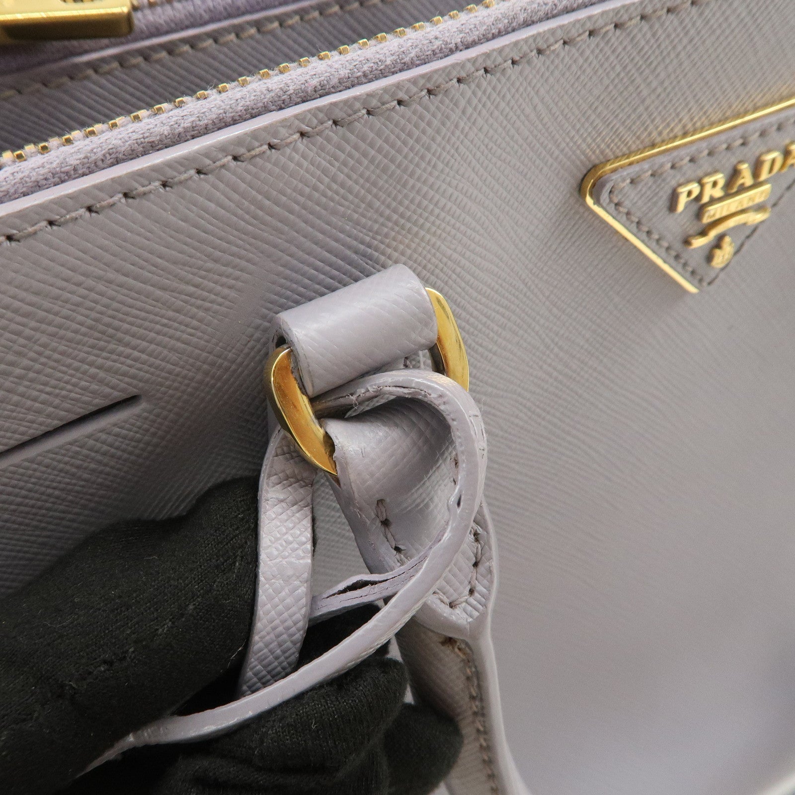 PRADA Traingle Logo Galleria 2Way Shoulder Hand Bag Lavender 1BA863
