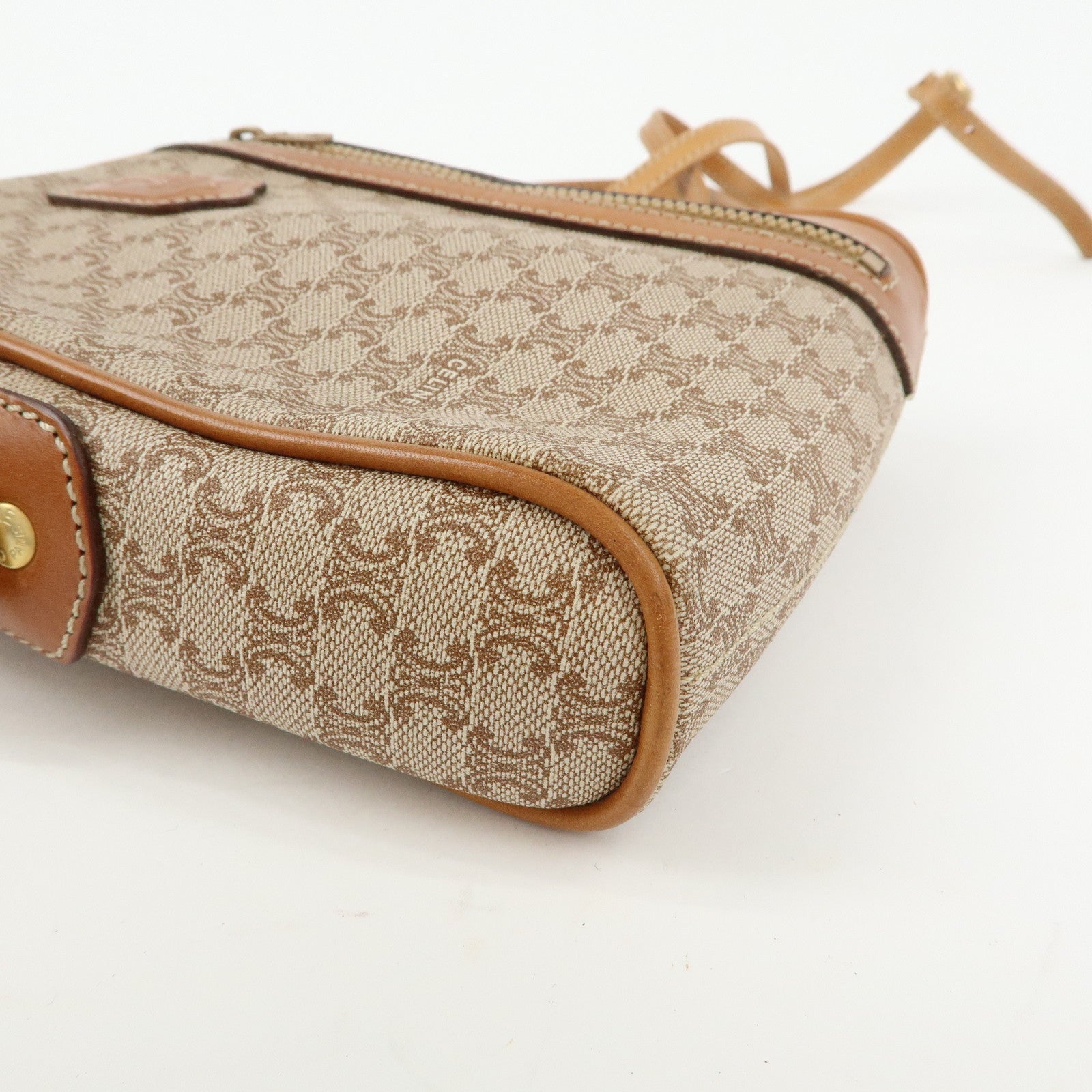 CELINE Macadam PVC Leather Mini Shoulder Crossbody Bag Beige