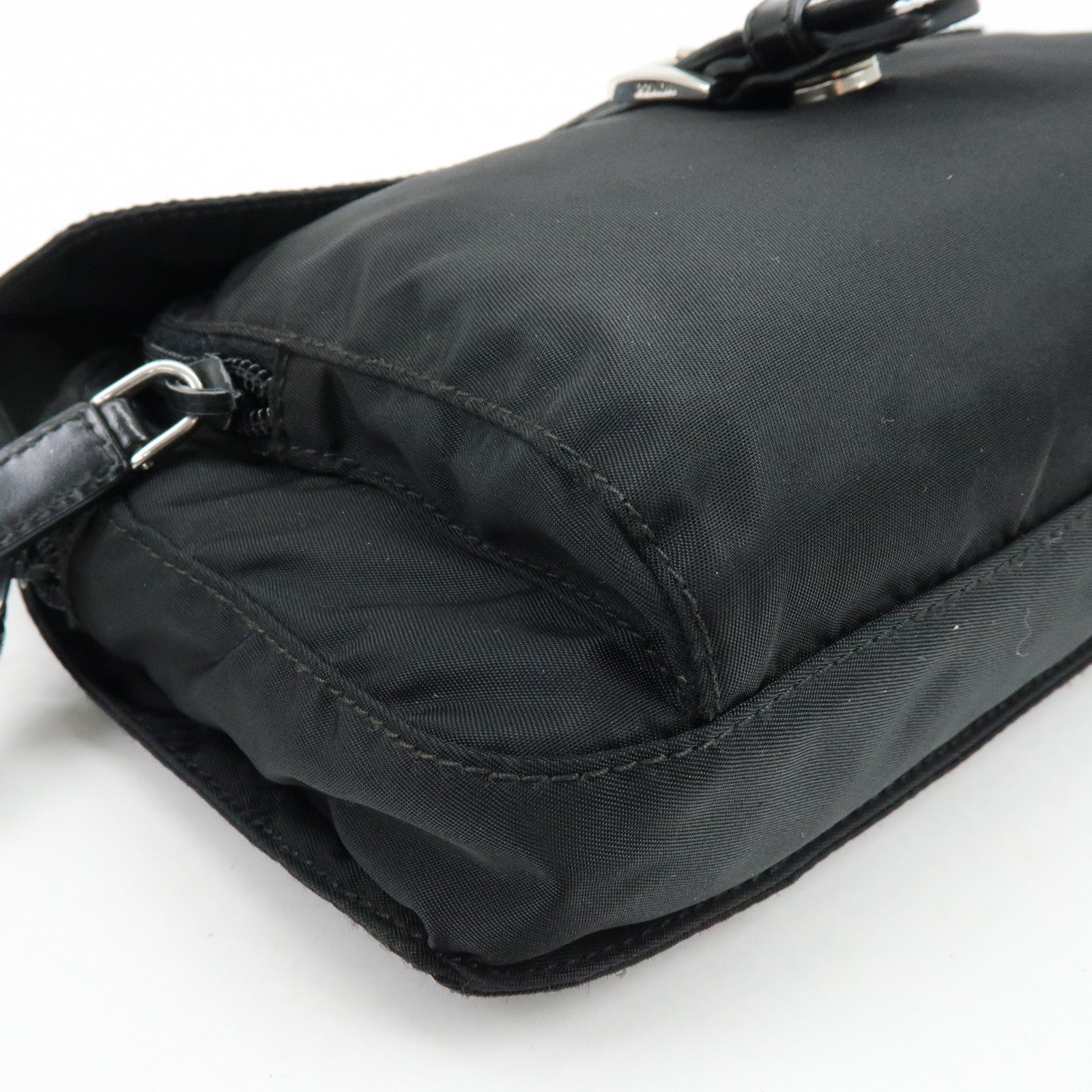 PRADA Triangle Logo Nylon Shoulder Bag Crossbody Bag Black