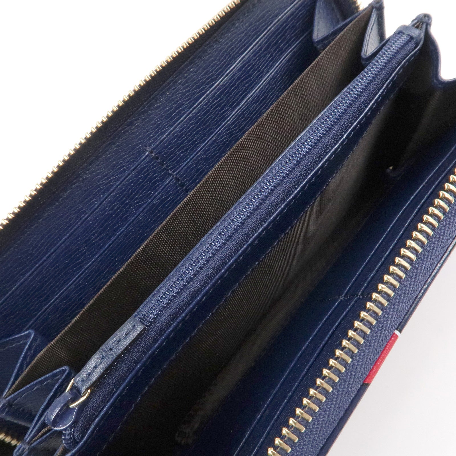 GUCCI Interlocking G Round Zippy Long Wallet Heart Navy 309705