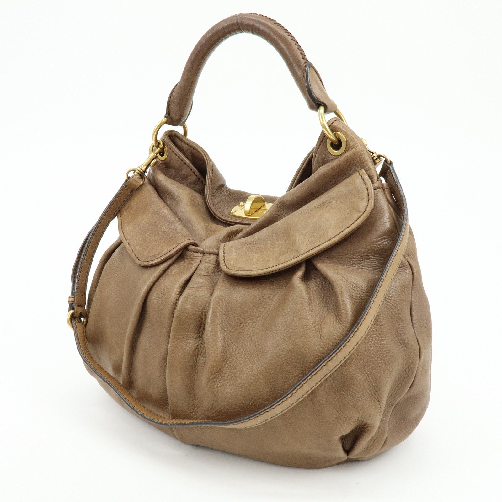 MIU MIU Leather 2Way Bag Hand Bag Shoulder Bag RR1591