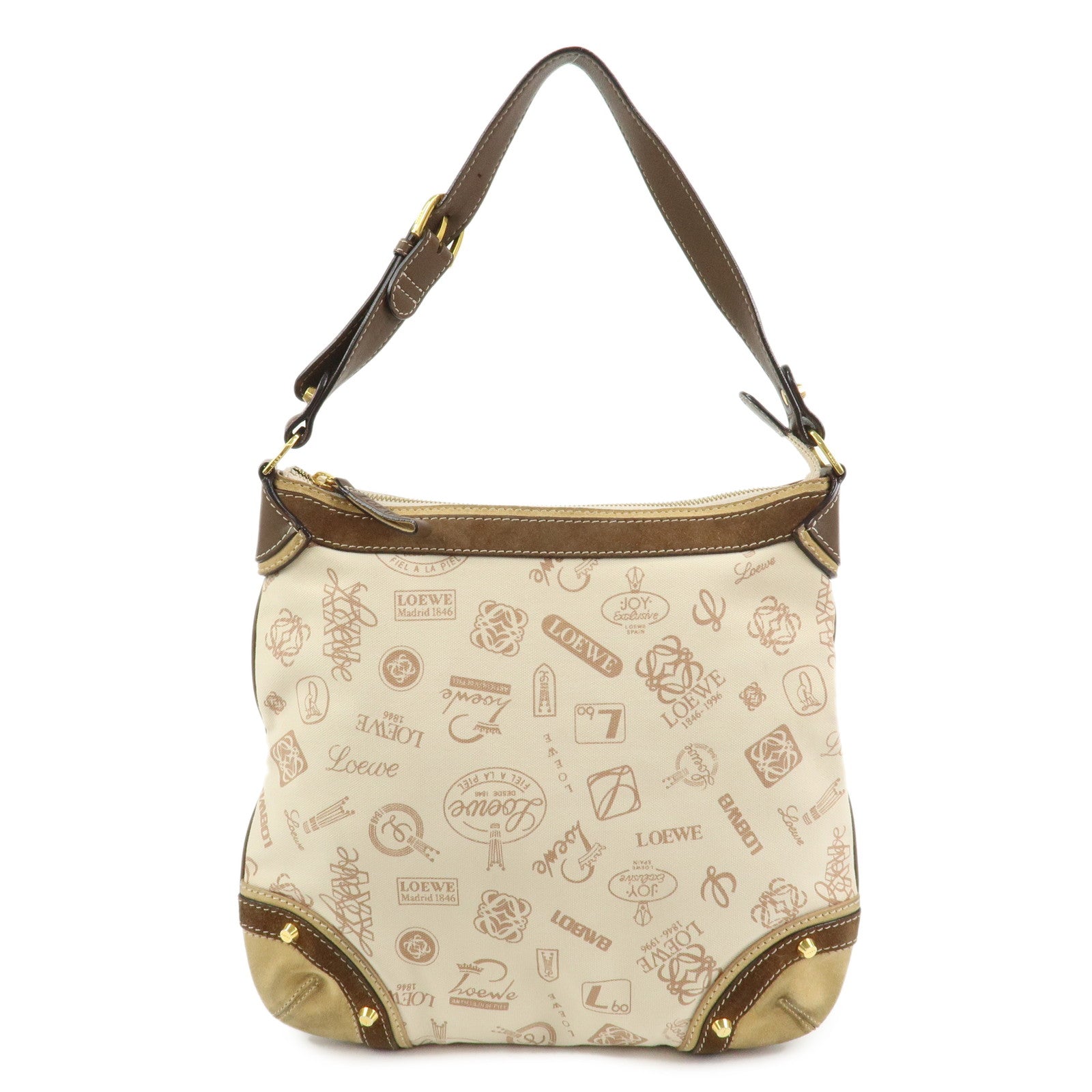 LOEWE Anagram Canvas Suede Leather Shoulder Bag 160th Anniversary