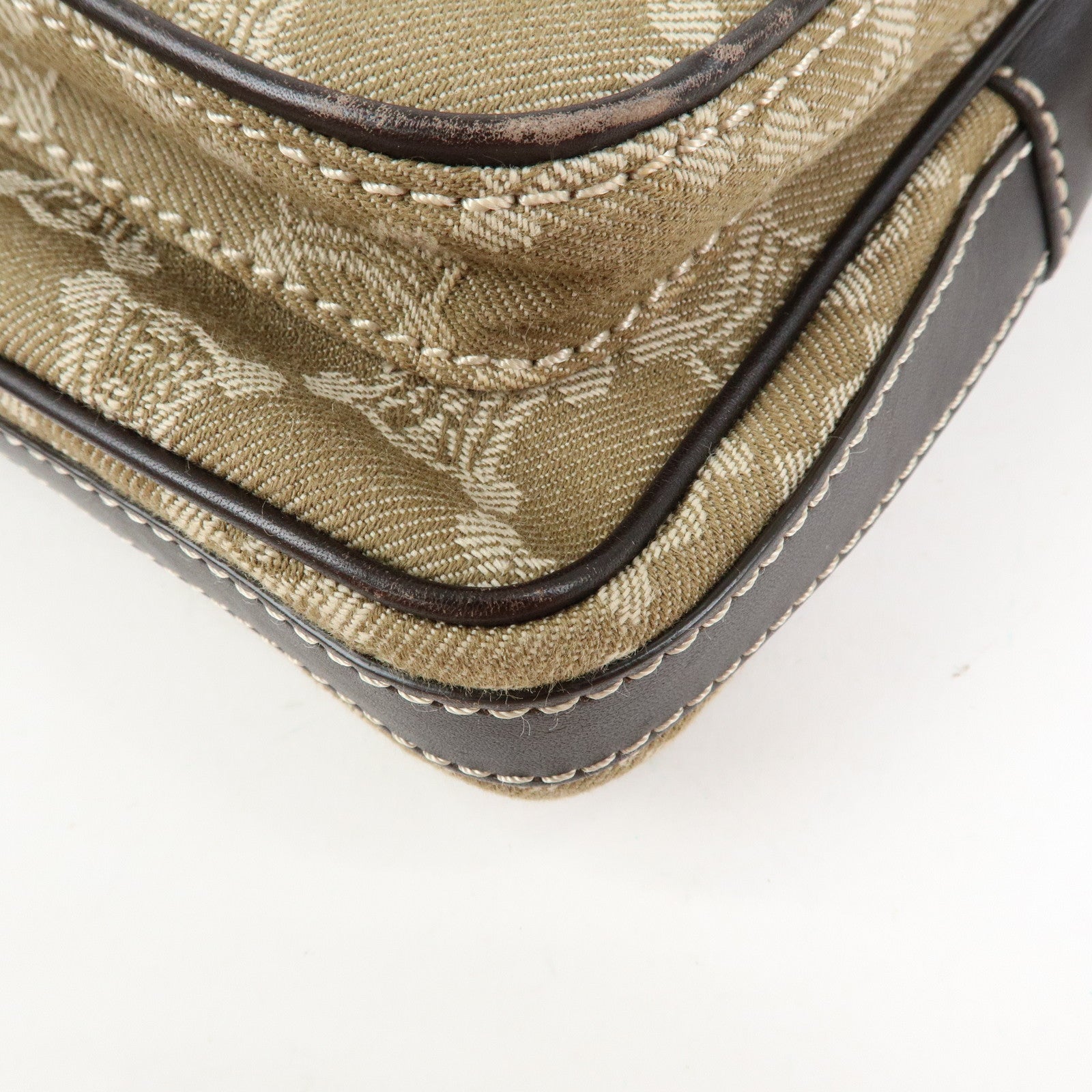 CELINE Macadam Canvas Leather Shoulder Bag Crossbody Bag Brown