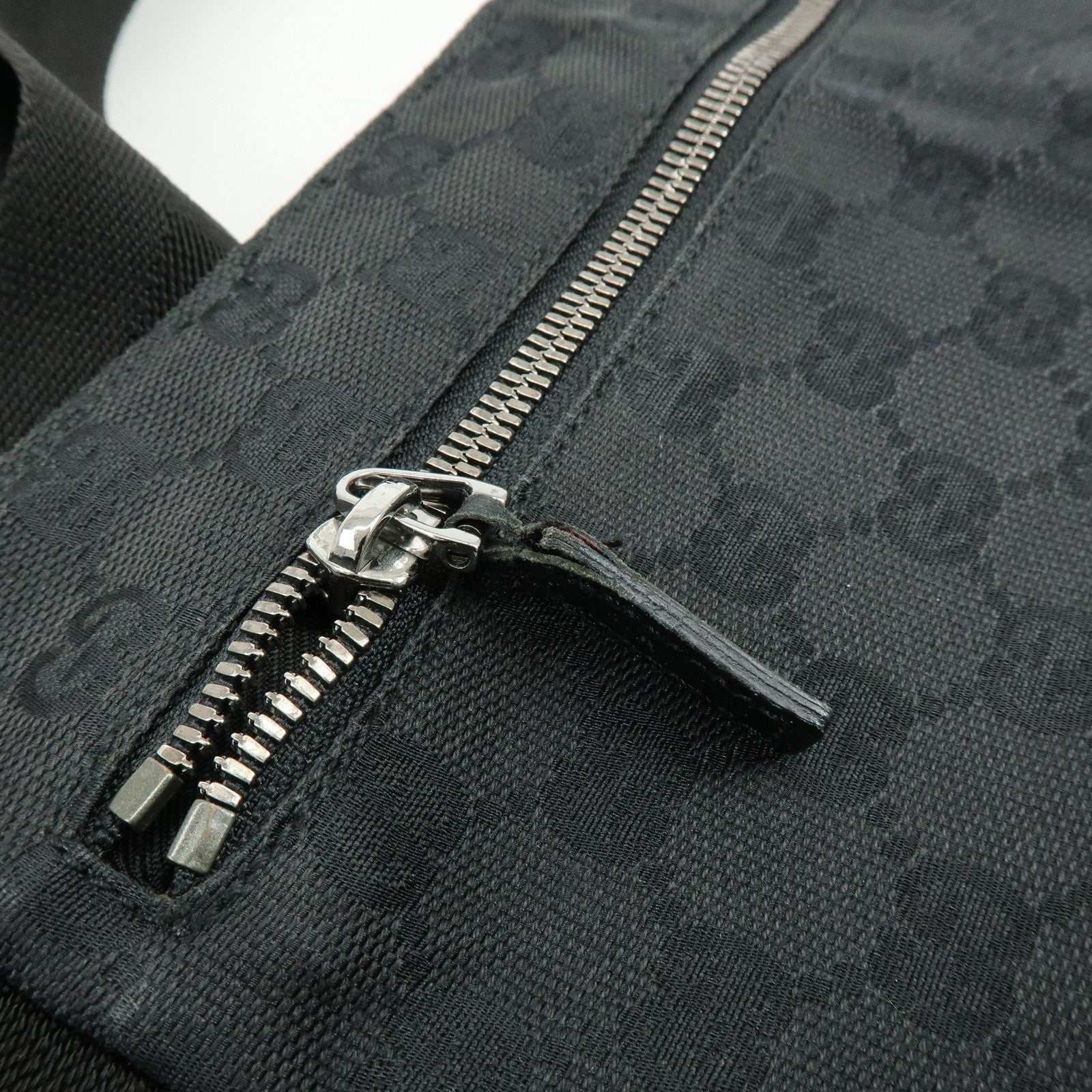 GUCCI GG Canvas Leather Waist Bag Crossbody Bag Black 28566