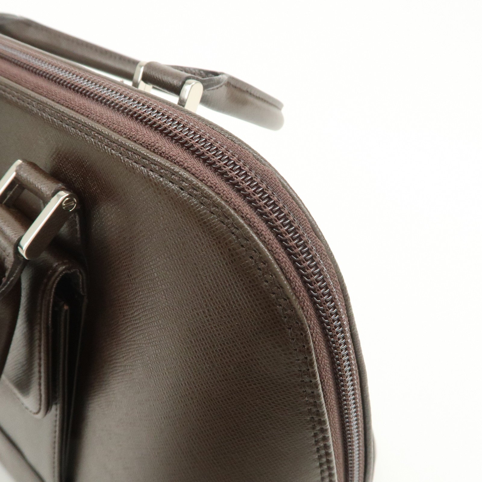BURBERRY Logo Leather Hand Bag Brown