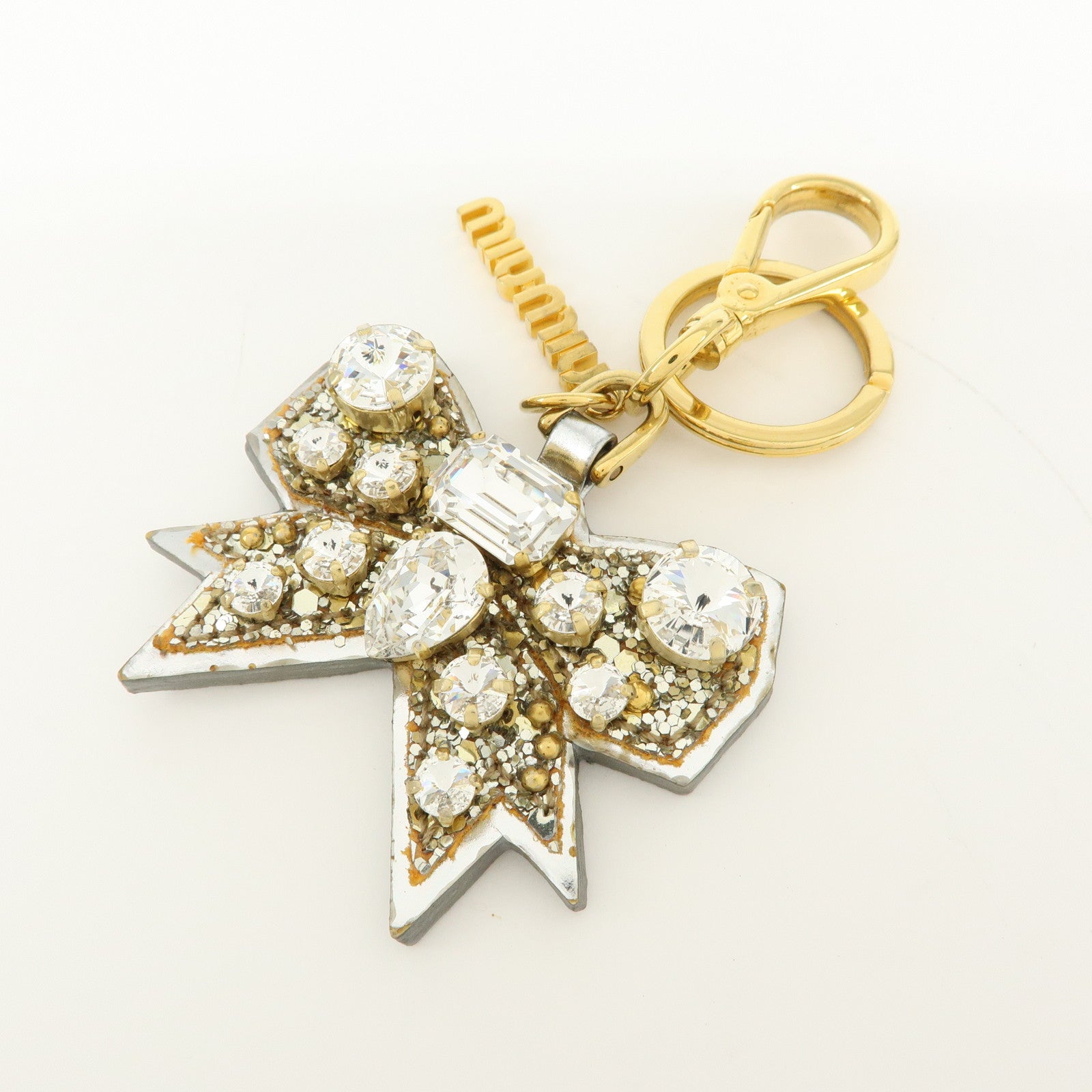 MIU MIU Leather Ribbon Motif Bijou Bag Charm Key Chain 5ARH76