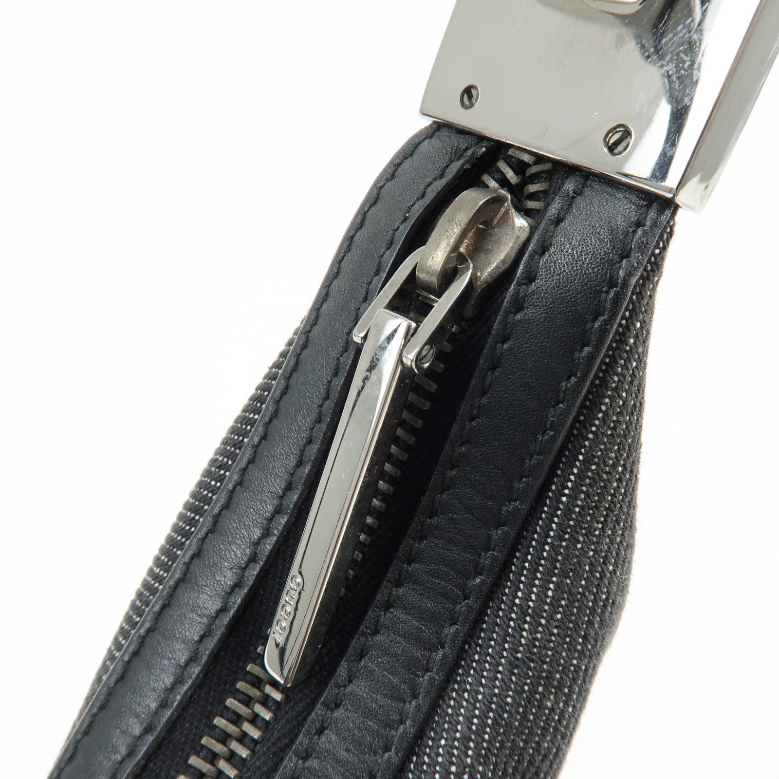 GUCCI Sherry Denim Leather Shoulder Bag Hand Bag Navy 01233