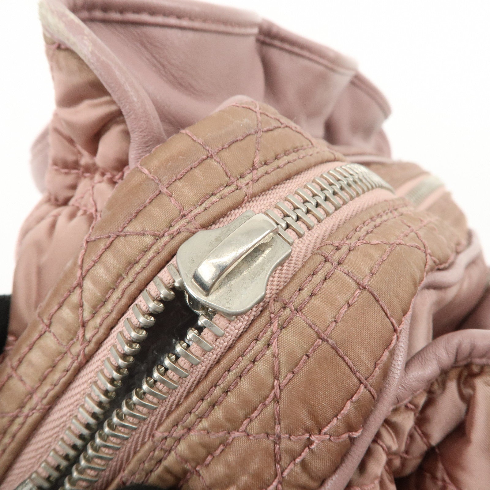 Christian Dior Canage Nylon Leather Hand Bag Pink