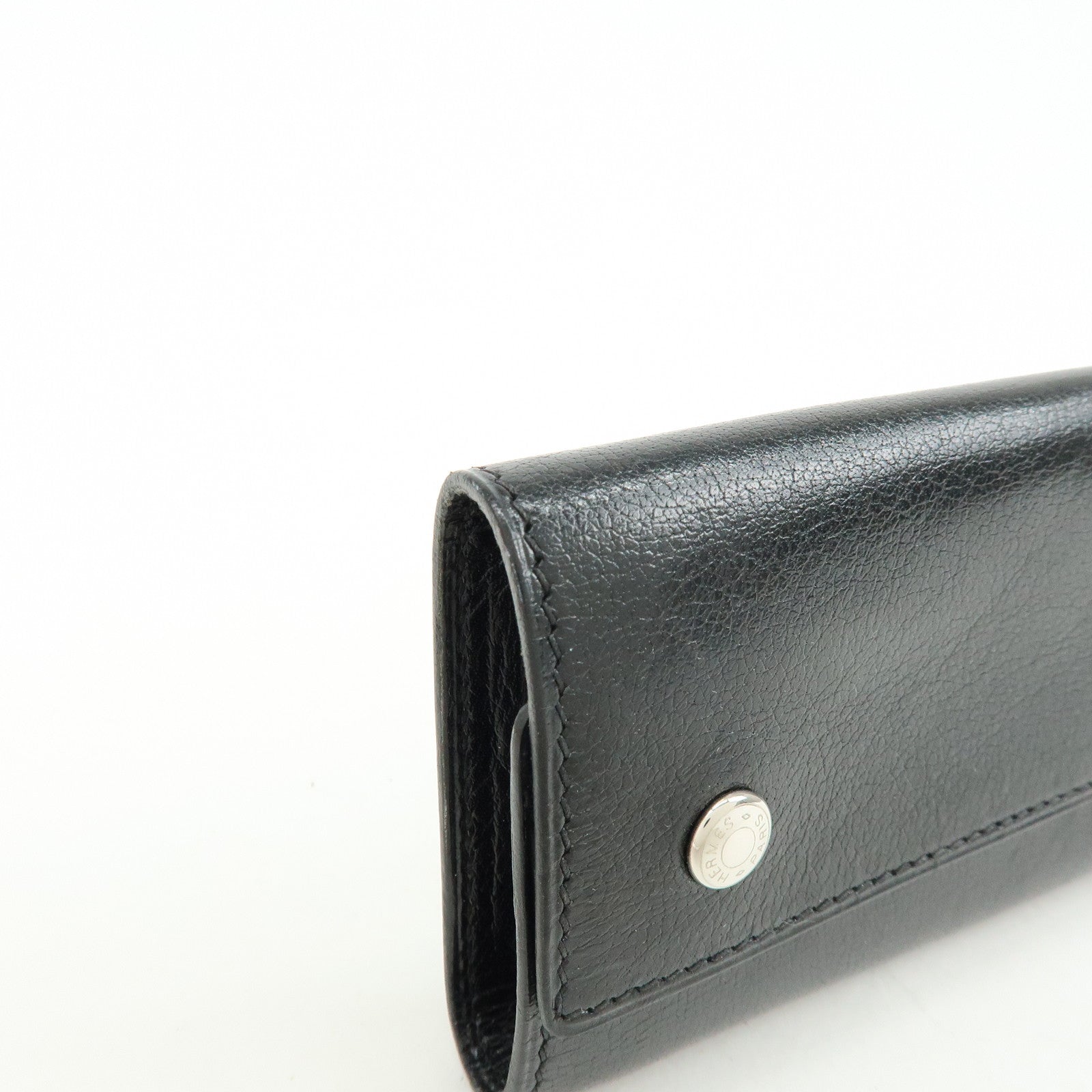 HERMES Serie Etui Cle 4 Box Calf Leather F Stamped Key Case Black
