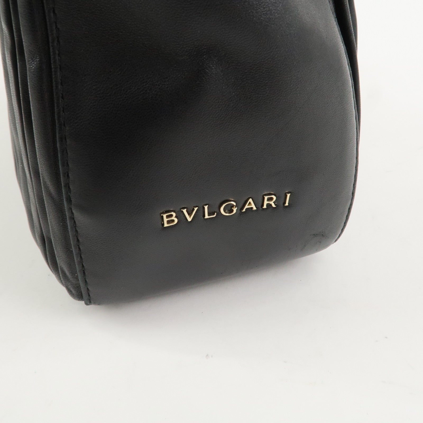 BVLGARI Monete Nappa Plisse Chain Shoulder Bag Tote Bag Black