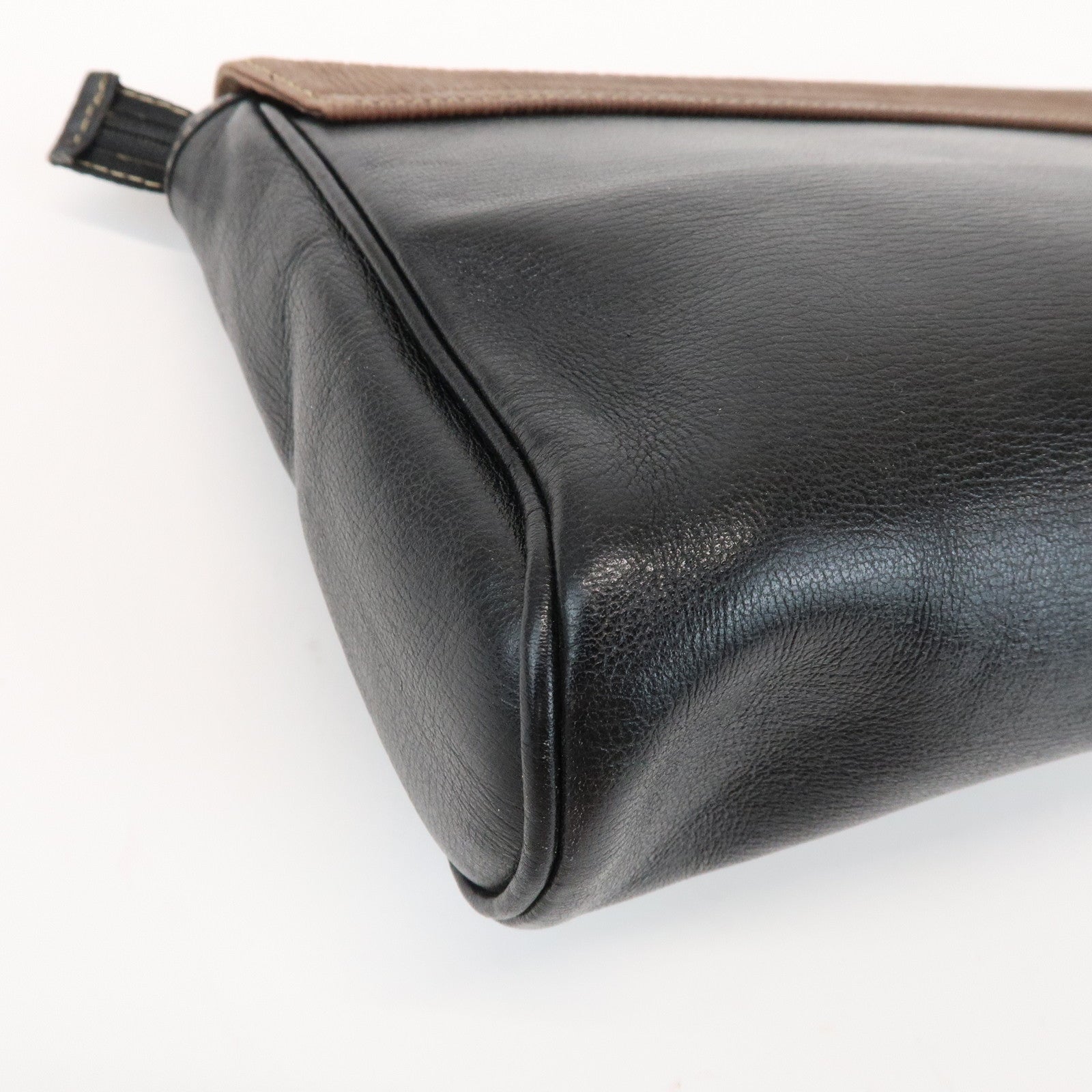 LOEWE Velazquez Logo Leather Clutch Bag Black Brown