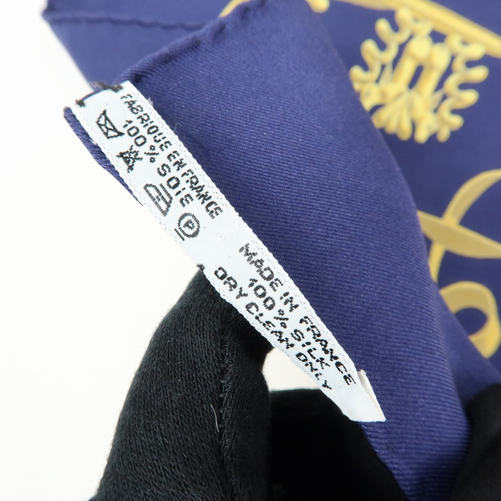 HERMES Carre 90 Silk 100% Scarf LES CAVALIERS D'OR Navy Yellow