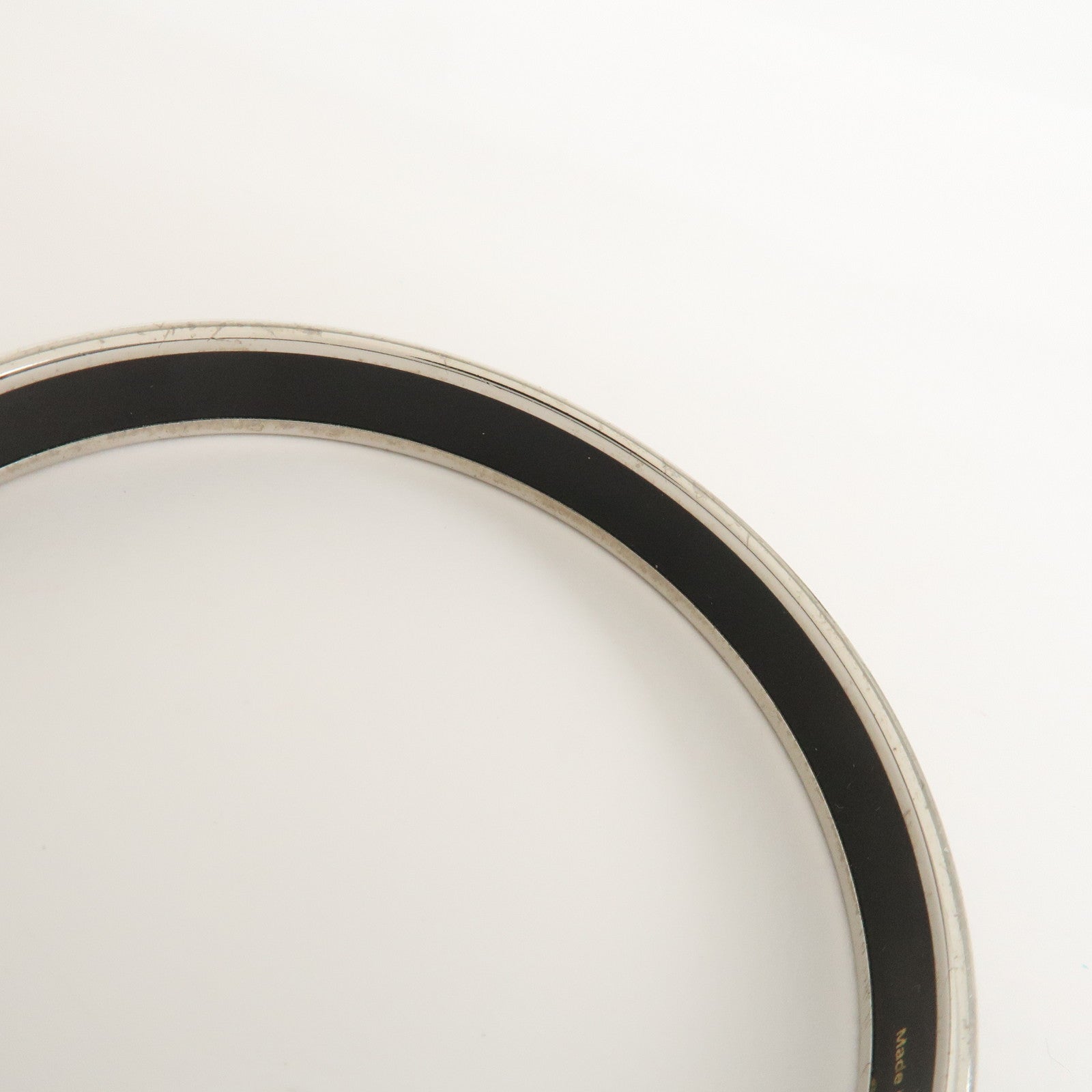 HERMES Email PM Metal Bracelet Bangle Black Silver