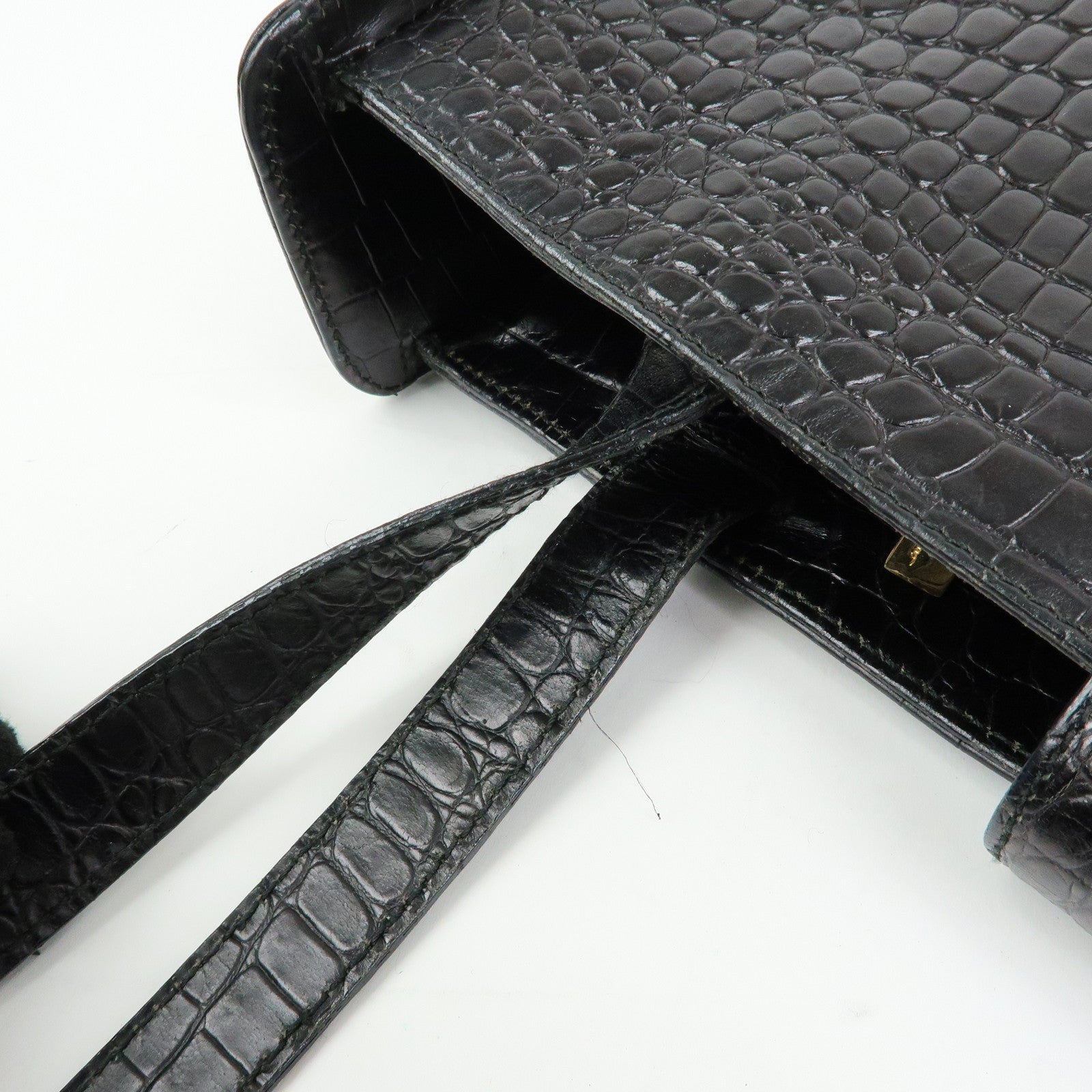 Ferragamo Vara Embossed Leather Tote Bag Shoulder Bag Black