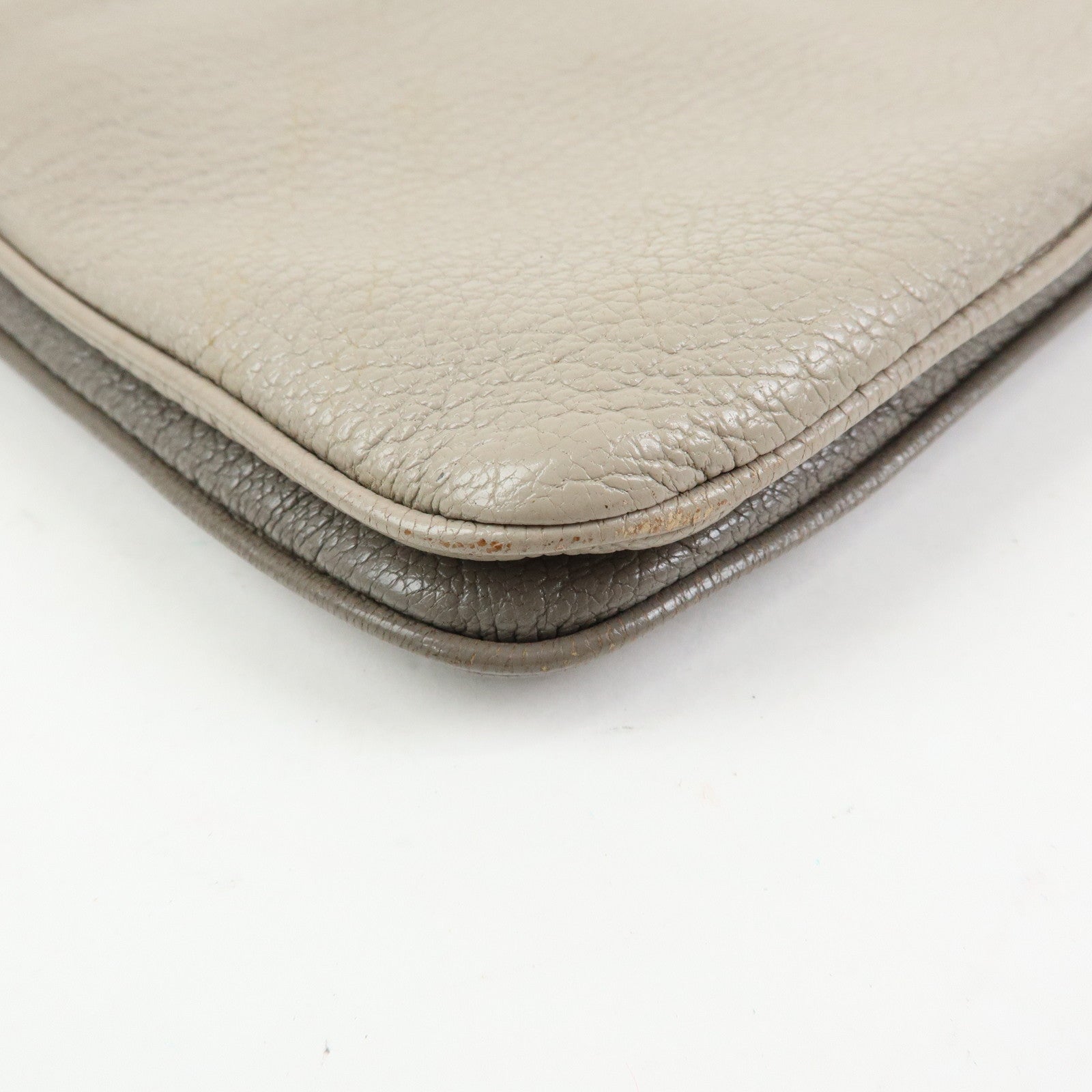 MIU MIU MADRAS Leather 2Way Bag Hand Bag Shoulder Bag Greige RP0369