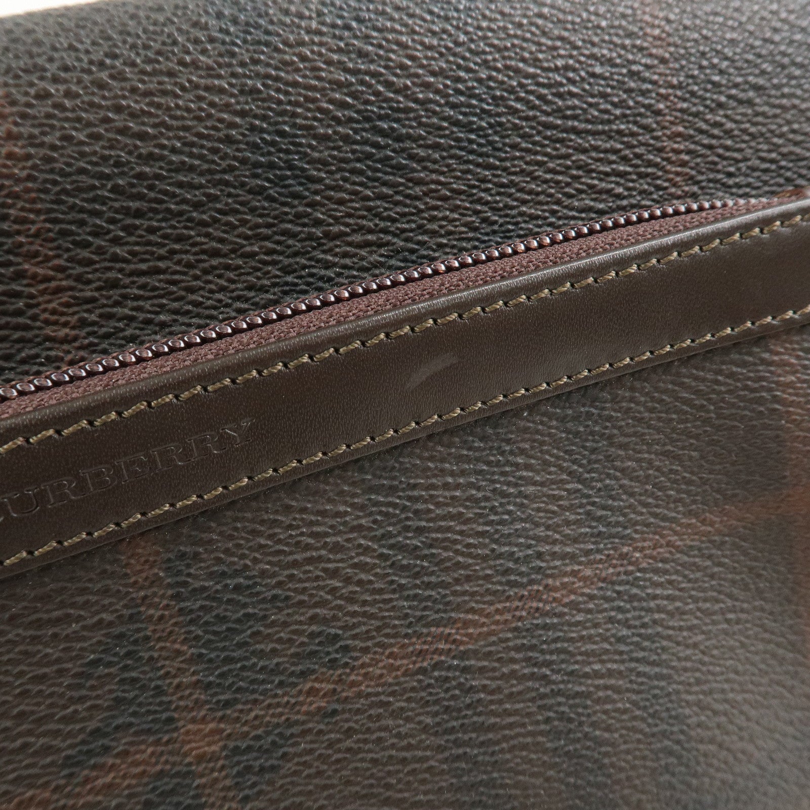 BURBERRY PVC Canvas Leather Shoulder Bag Crossbody Bag Brown