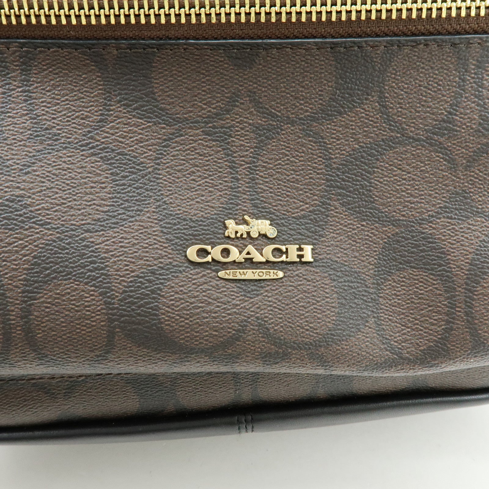 COACH Charlie PVC Canvas Leather Backpack Rucksack Dark Brown