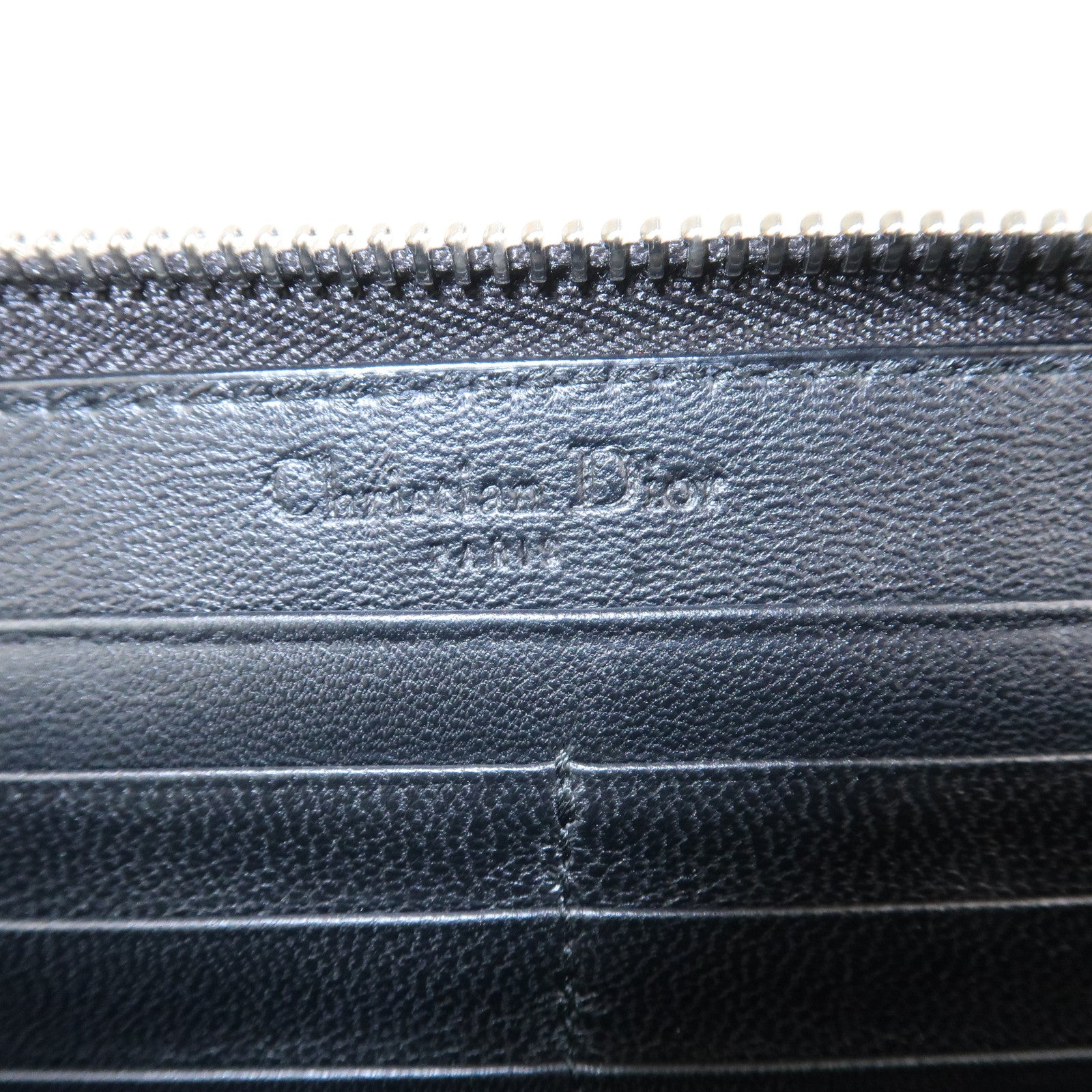 Christian Dior Trotter Patent Leather Round Zippy Long Wallet Black