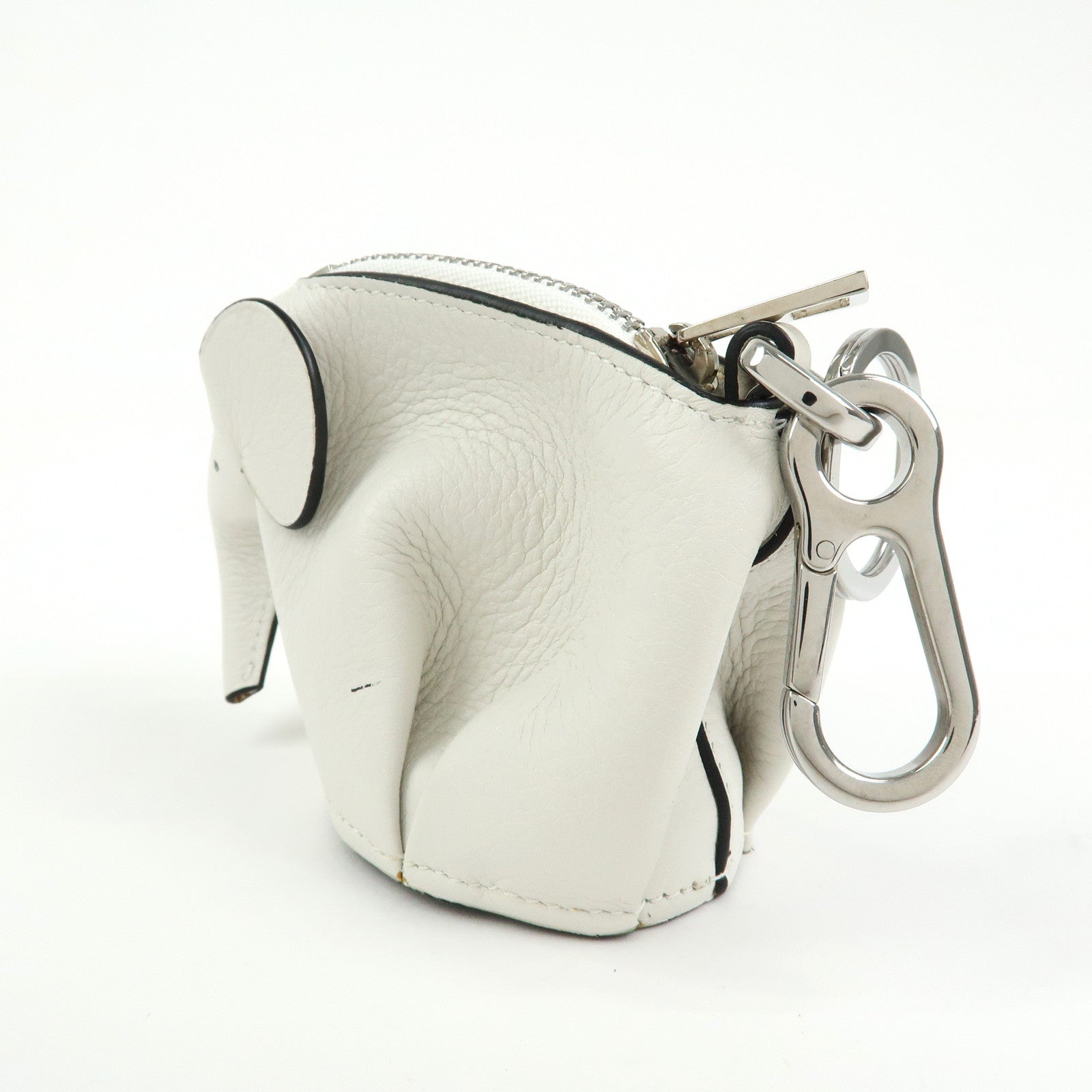 LOEWE Calf Leather Elephant Coin Case Coin Purse White