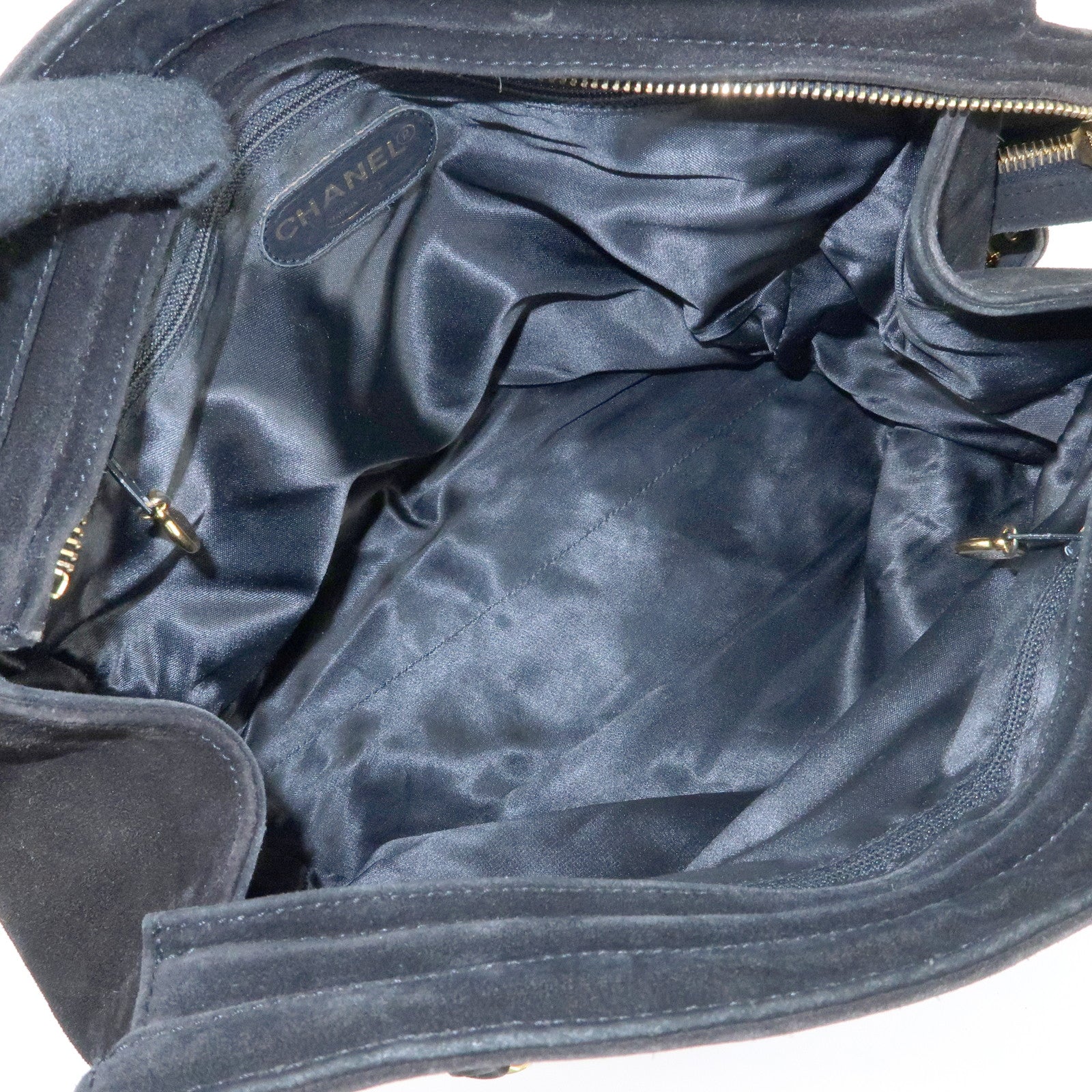 CHANEL COCO Mark Suede Chan Shoulder Bag Black