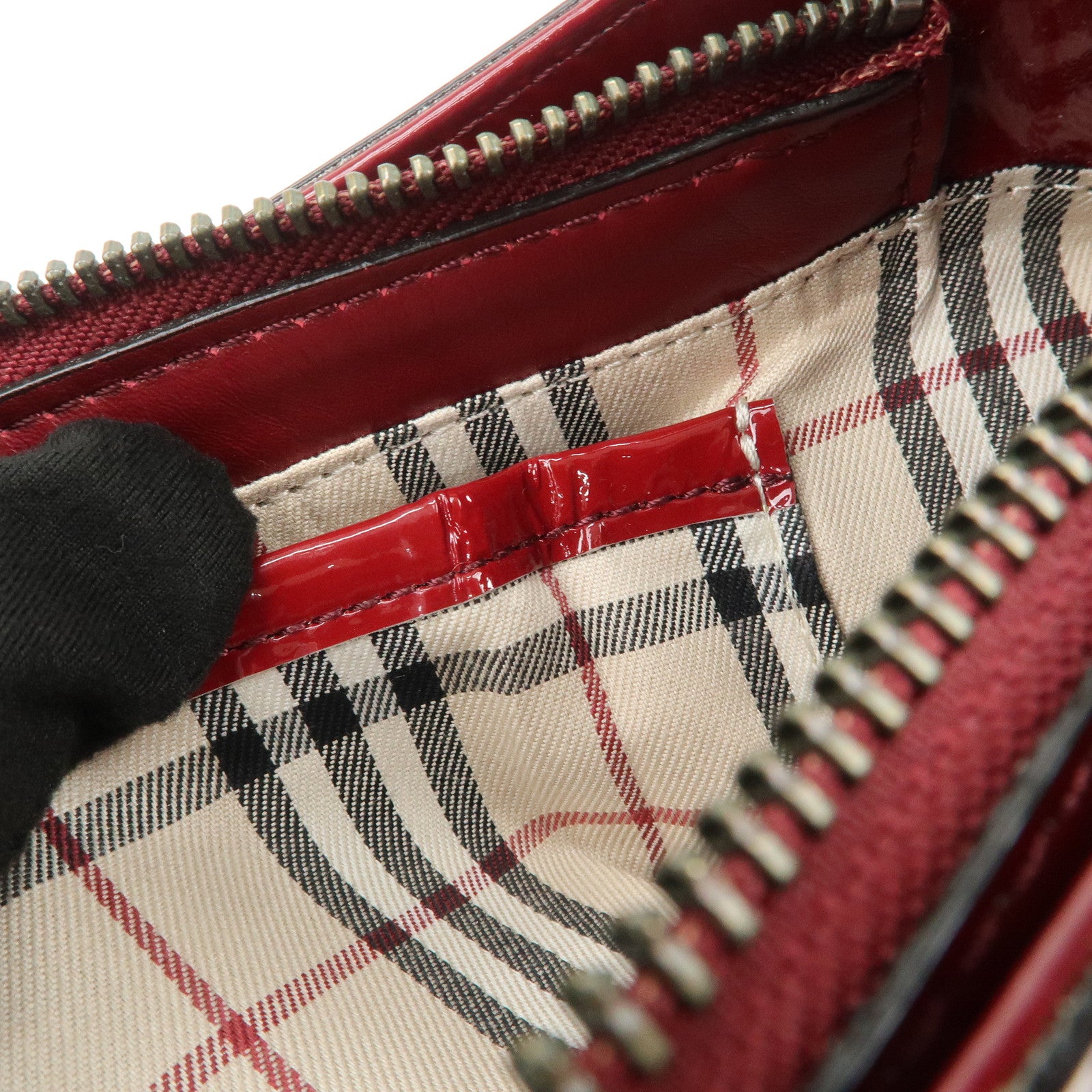 BURBERRY Patent Leather Shoulder Bag Hand Bag Red