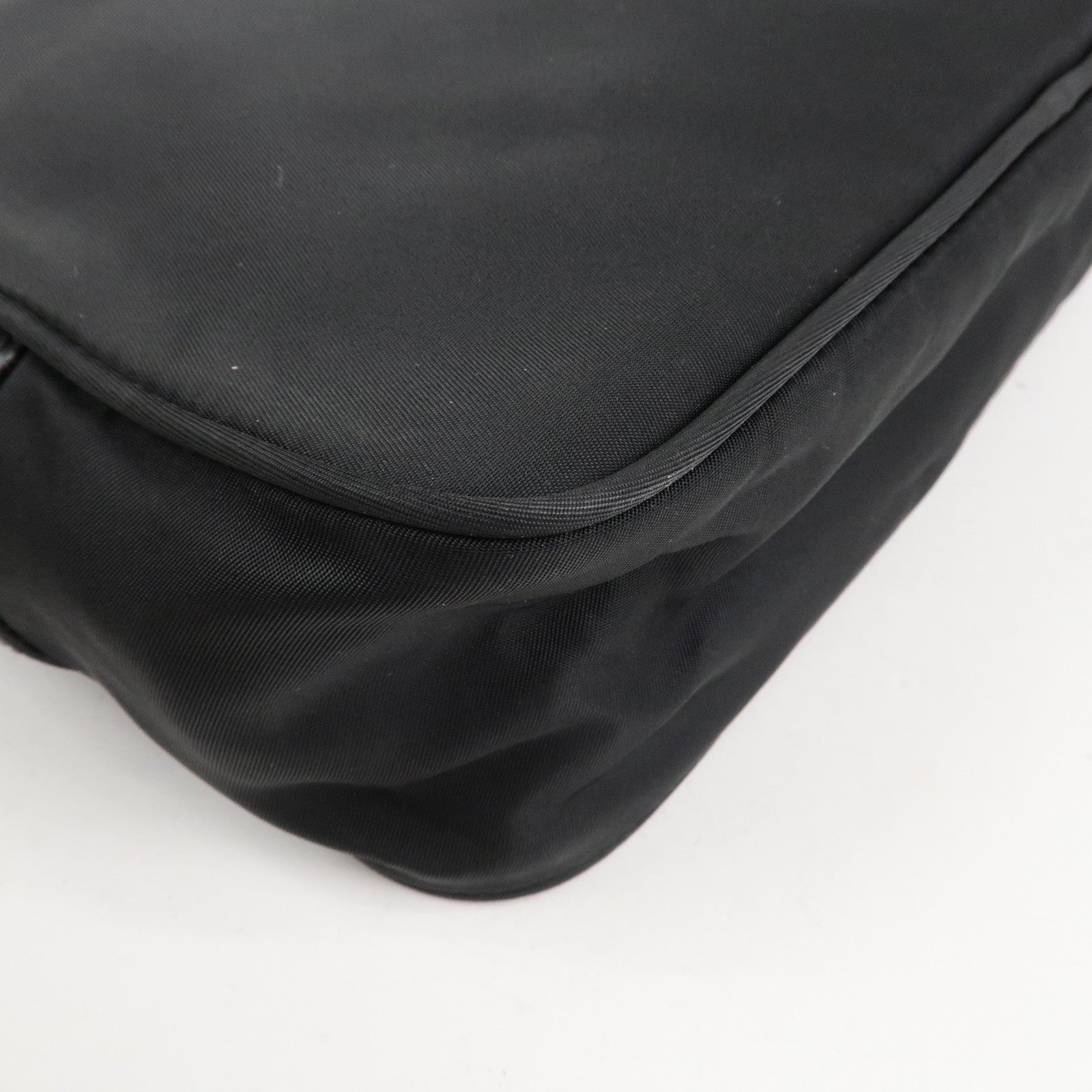 PPRADA Triangle Logo Nylon Leather Shoulder Bag NERO Black BT0166 Used