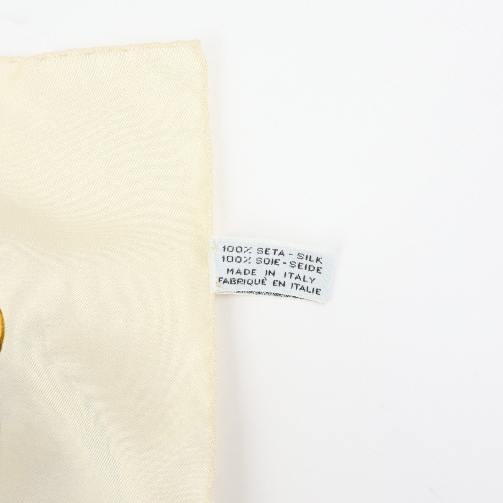 CHANEL Silk 100% Scarf Chain Medal Motif Beige Gold