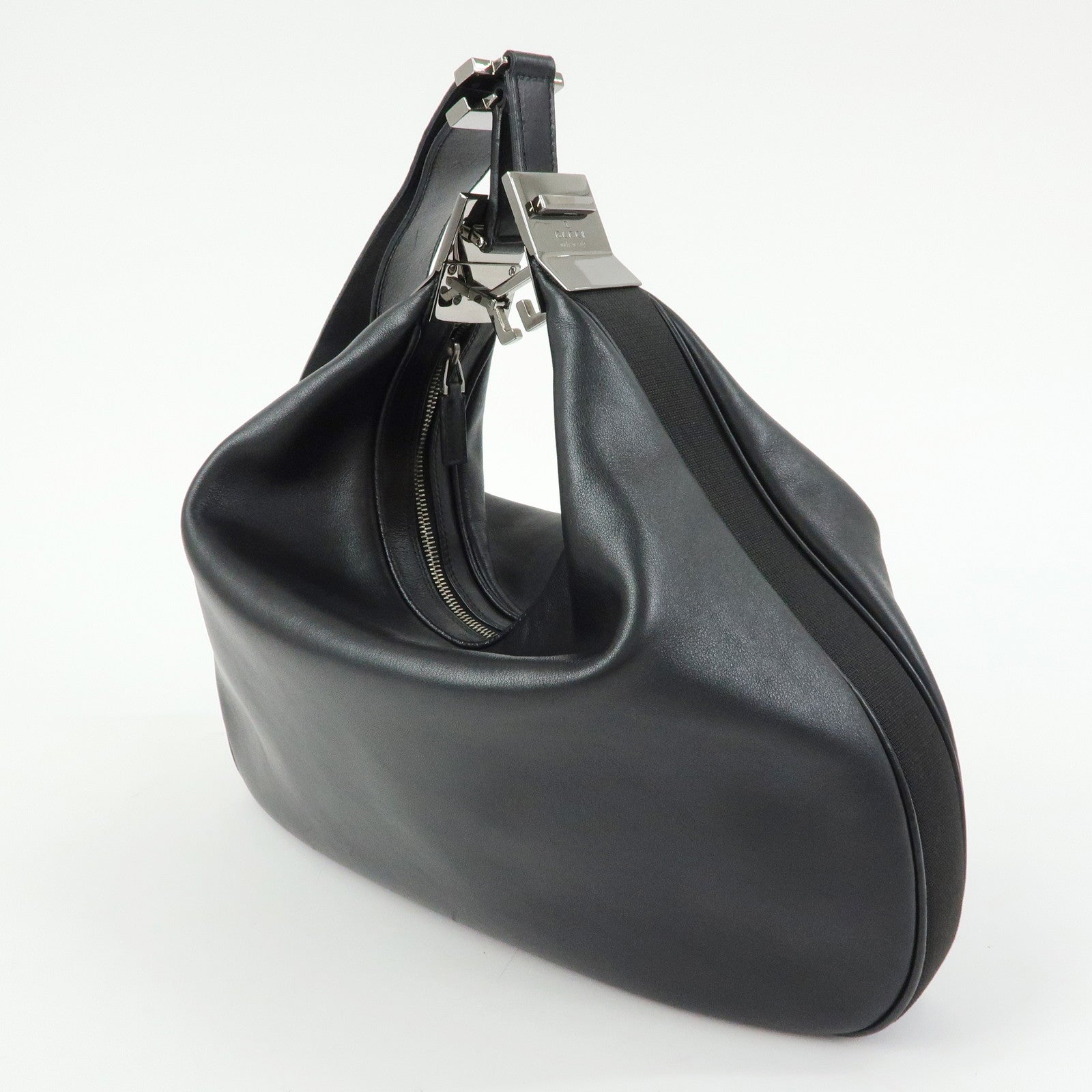 GUCCI Attache Leather Shoulder Bag Crossbody Bag Black 001・3341