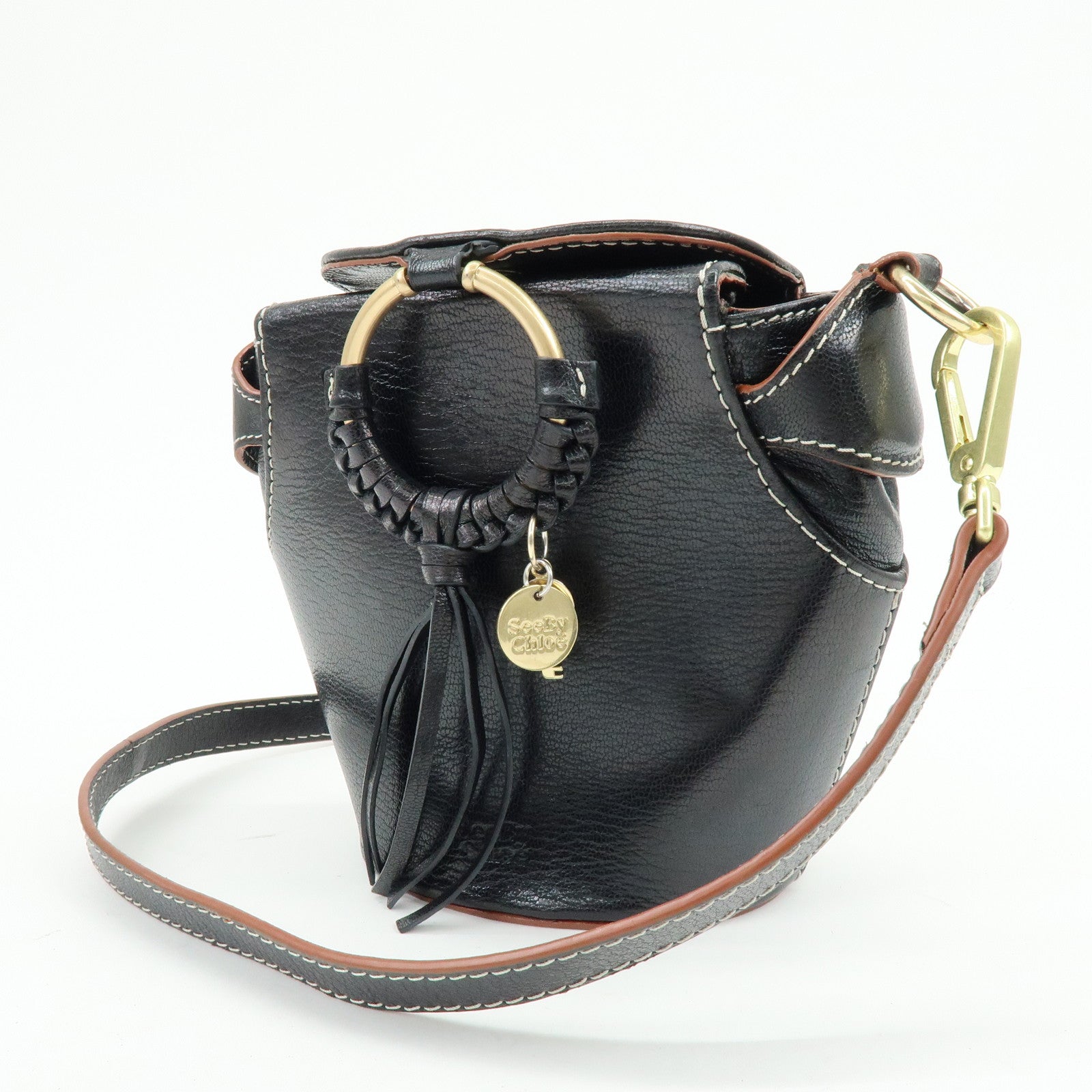Chloe See by Chloe Leather Shoulder Crossbody Bag Black