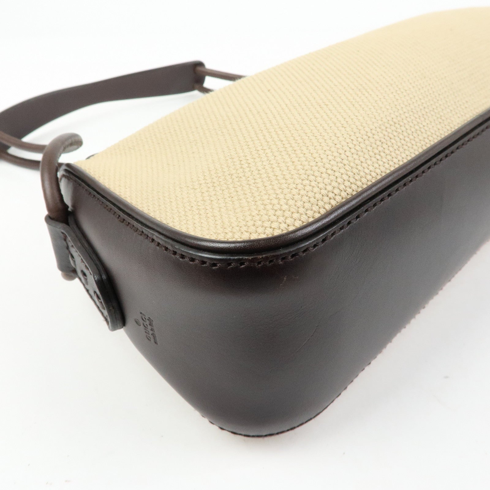 GUCCI Canvas Leather Shoulder Bag Hand Bag Beige Brown 106383