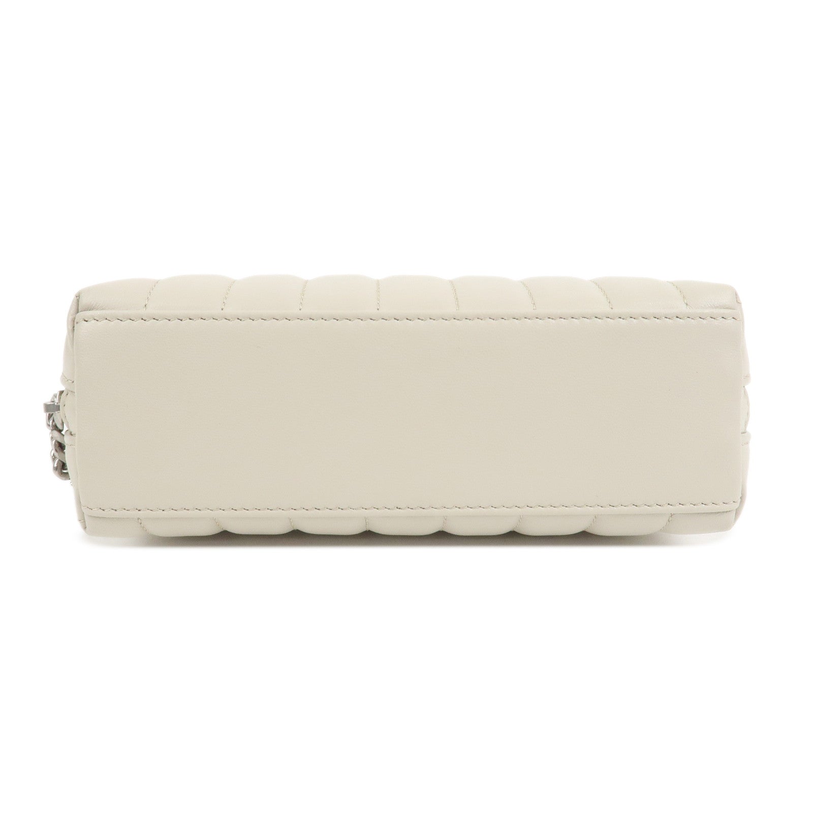 SAINT LAURENT Leather Pouch Cosmetic Pouch Light Grey