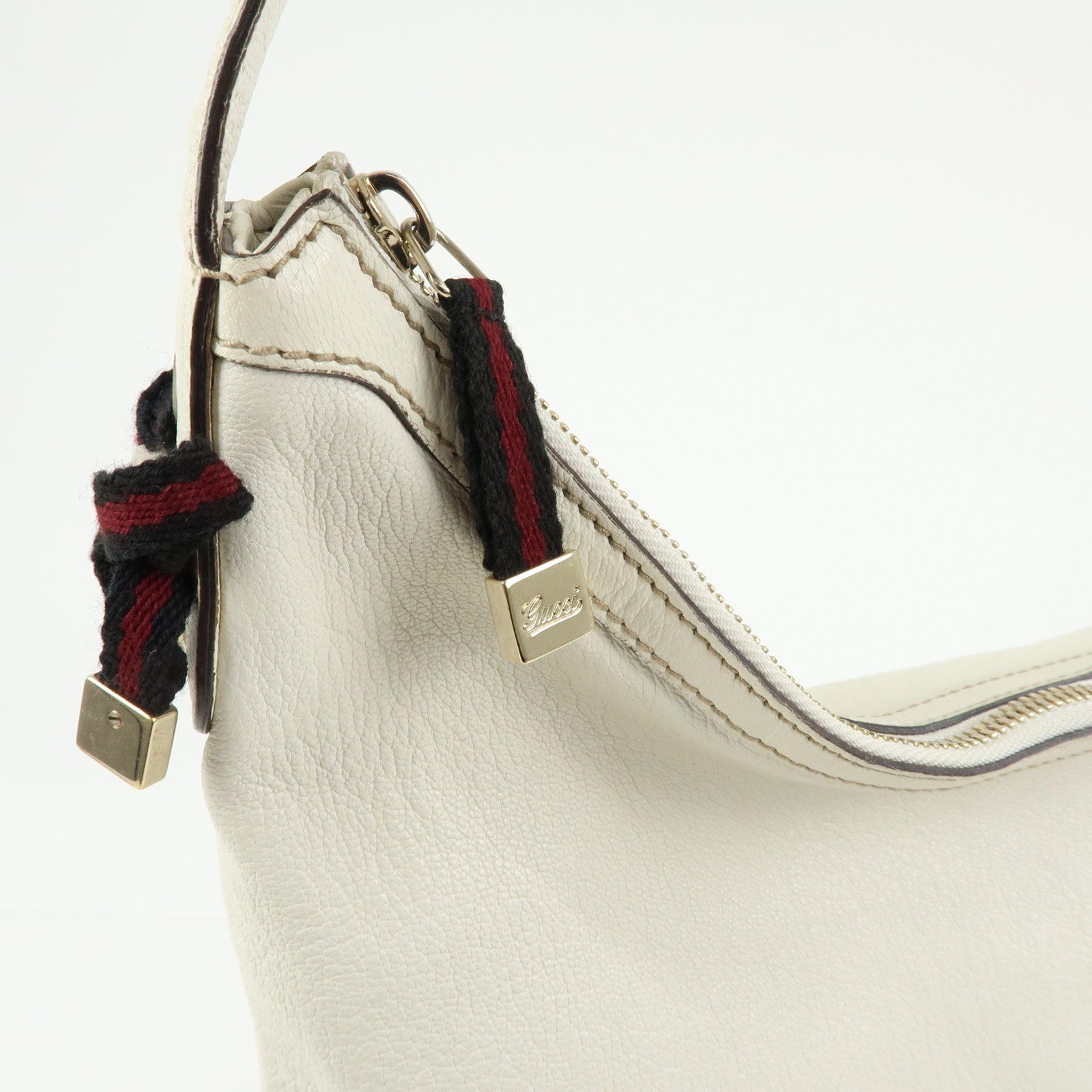 GUCCI Sherry Princy Leather Shoulder Bag Hand Bag White 162882