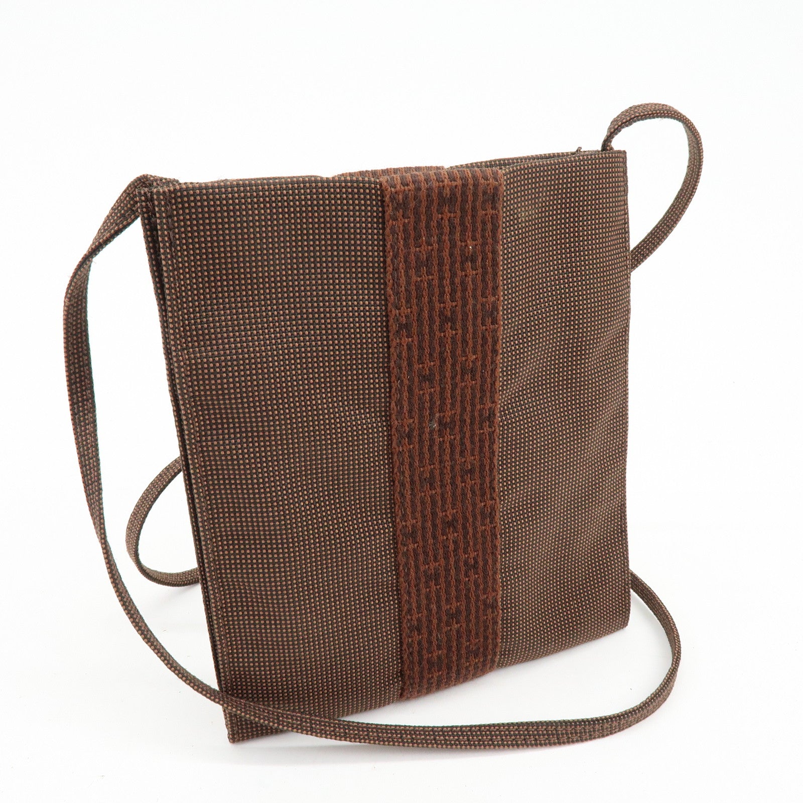 HERMES Herline Canvas Shoulder Bag Crossbody Bag Brown