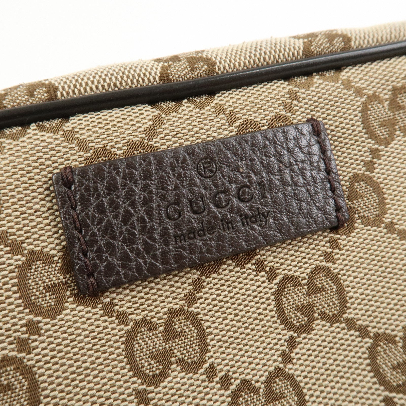GUCCI GG Canvas Leather Waist Bag Crossbody Bag Beige Brown 449174