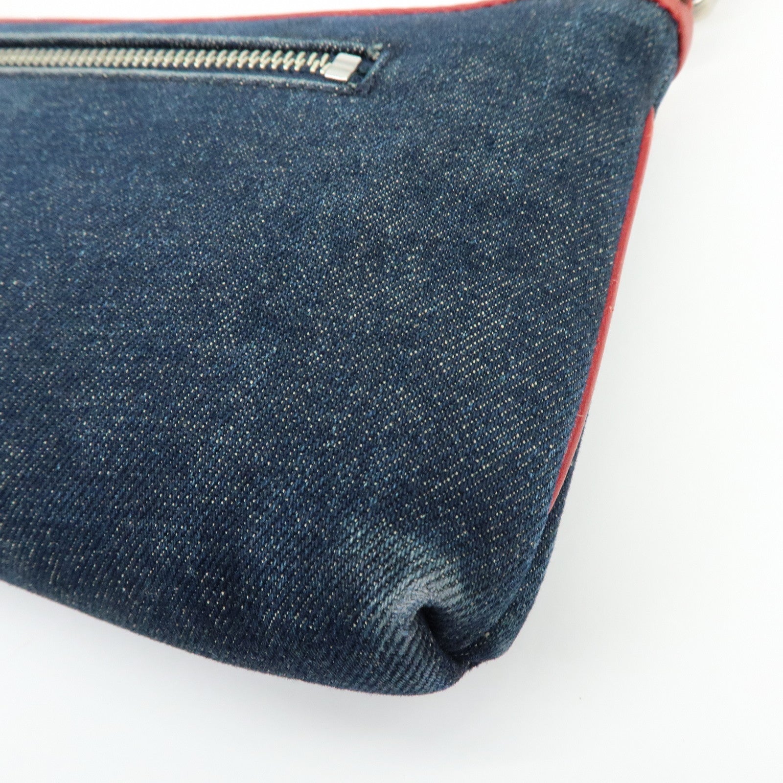 BURBERRY Blue Label Denim Leather 2Way Shoulder Hand Bag Blue Red
